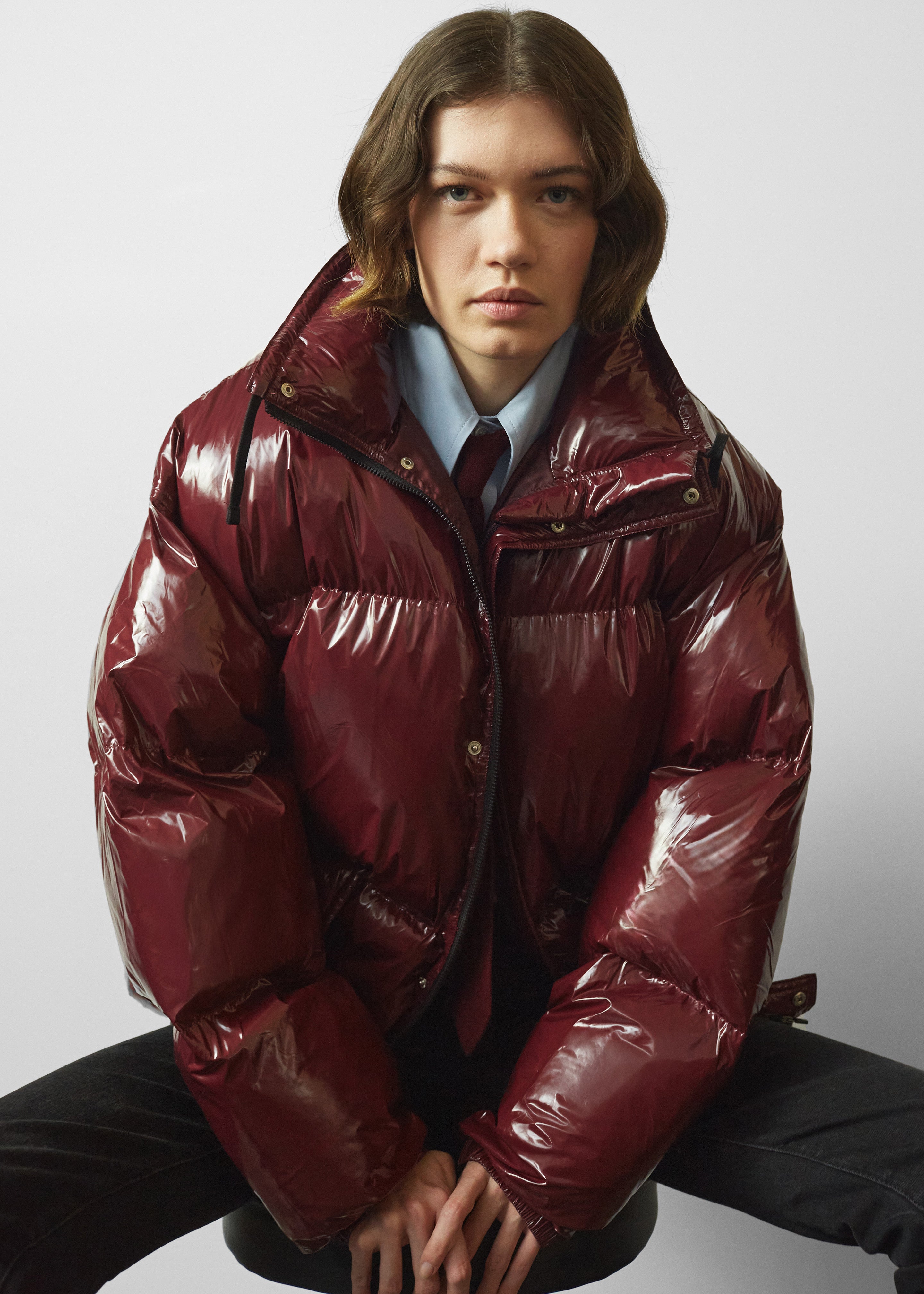 Harrow Glossy Puffer Jacket - Burgundy - 9