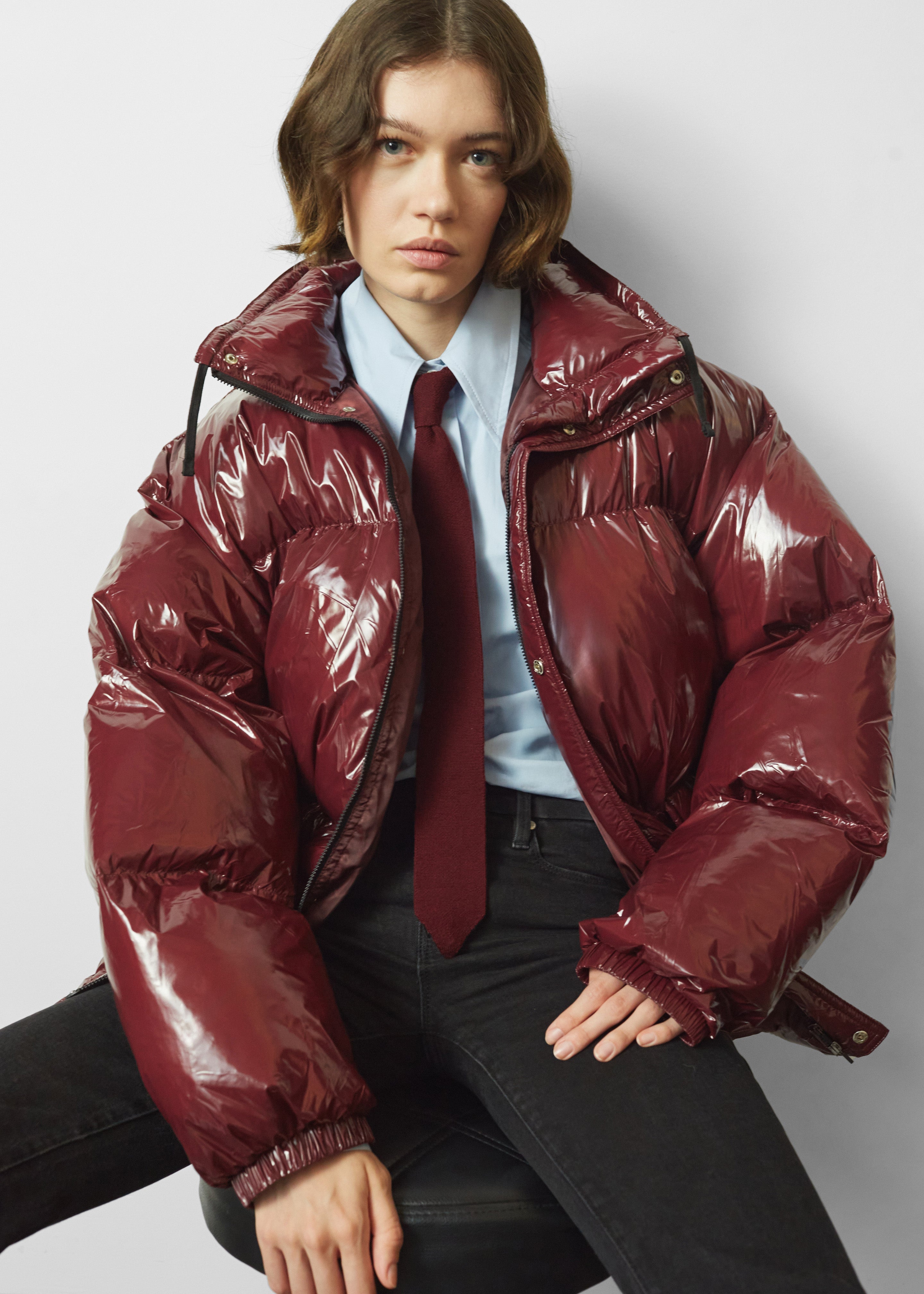 Harrow Glossy Puffer Jacket - Burgundy - 10