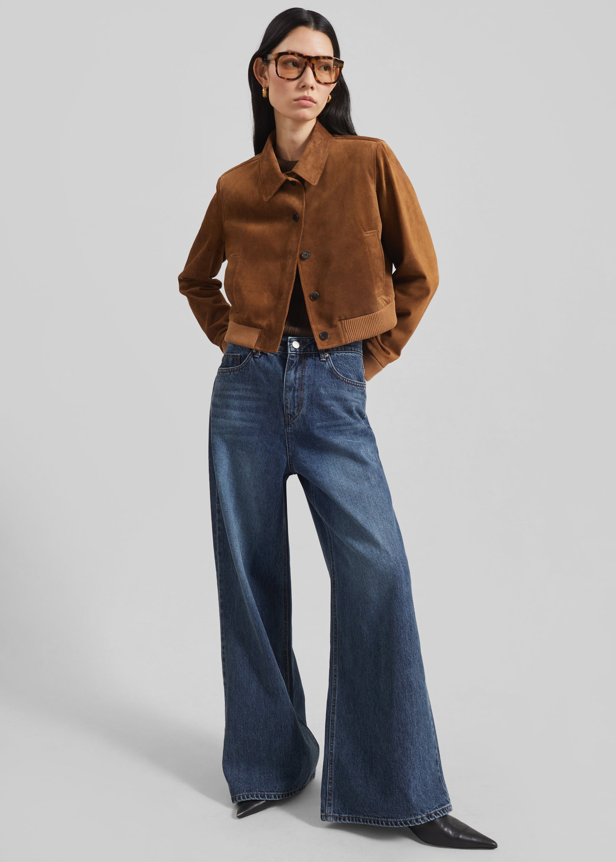 Shop the look image for Hartford Suede Short Jacket - Dark Camel