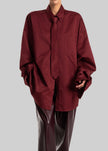 Havelock Oversized Neck-Tie Shirt - Dark Red