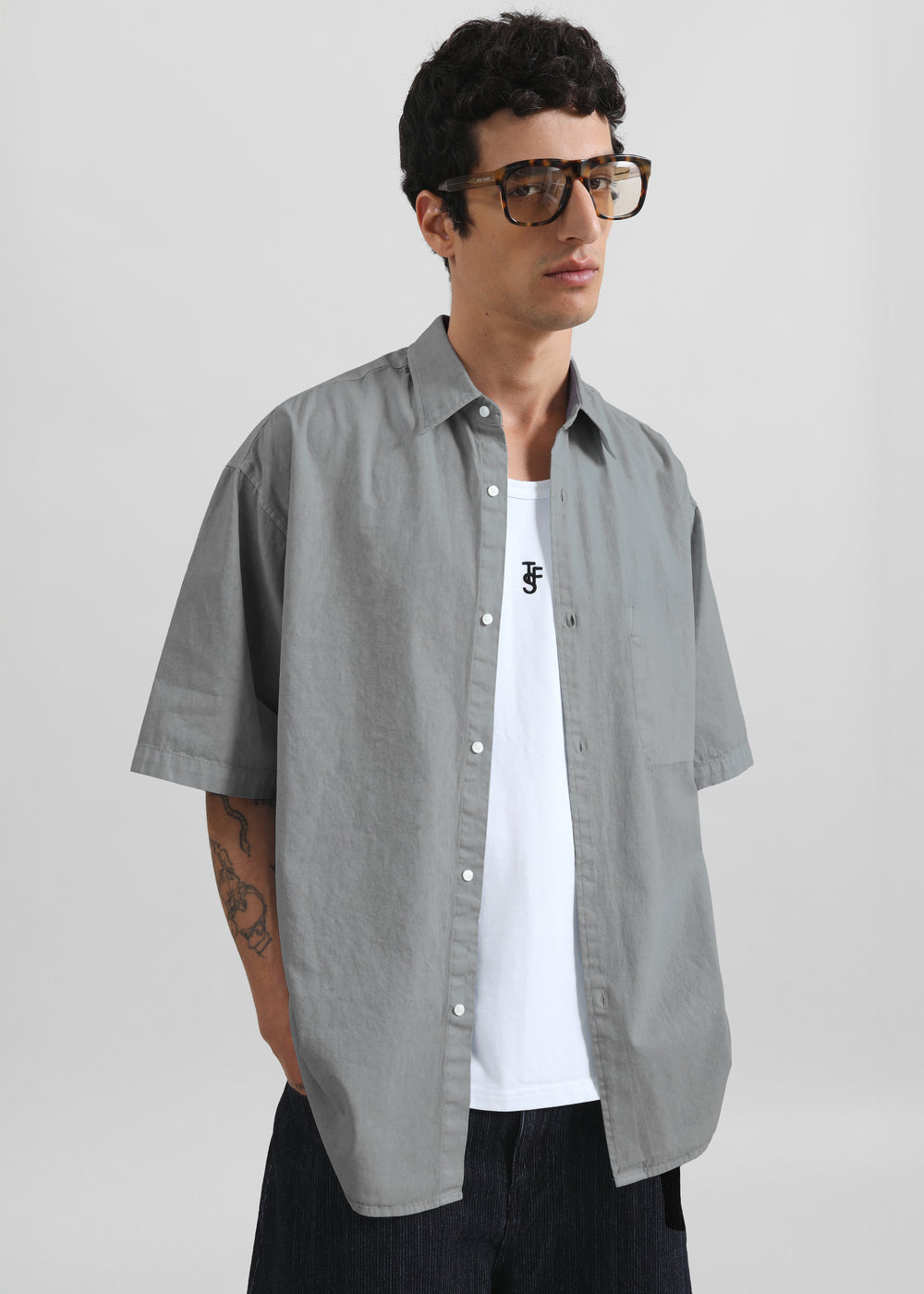 Havre Button Down Shirt - Light Grey - 1