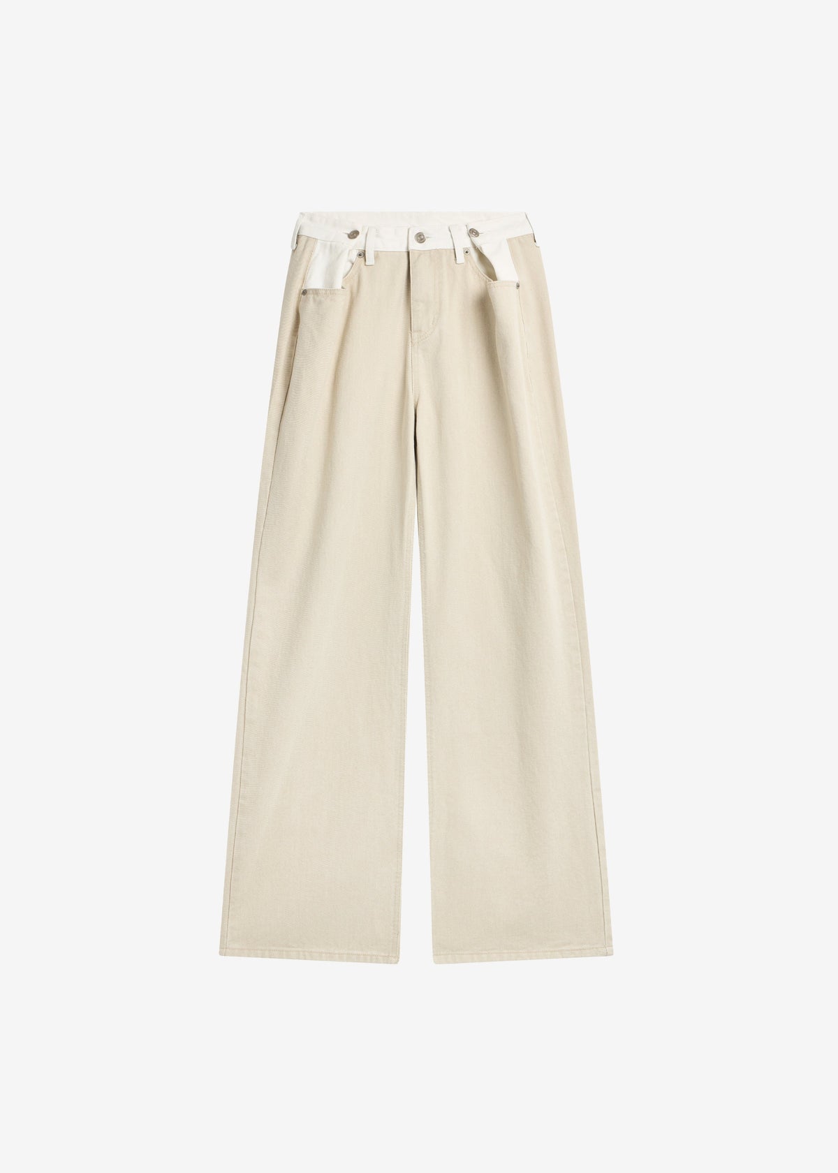 Hayla Contrast Denim Pants - Beige/Off White - 9