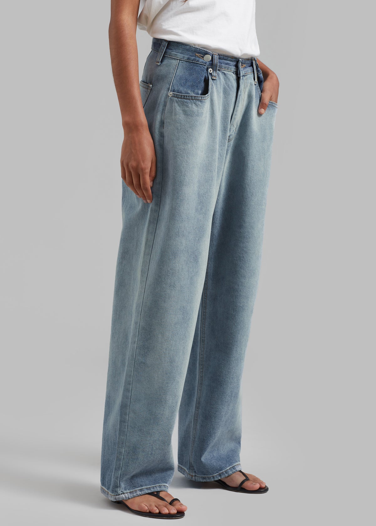 Hayla Contrast Denim Pants - Light Wash/Blue - 5