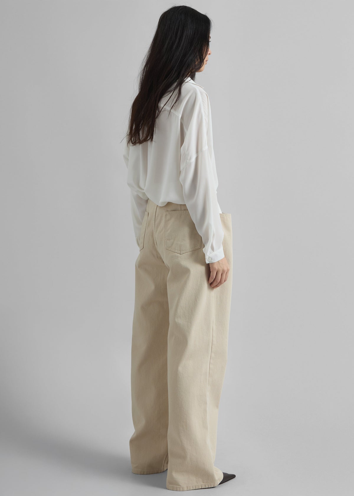 Hayla Contrast Denim Pants - Beige/Off White - 8