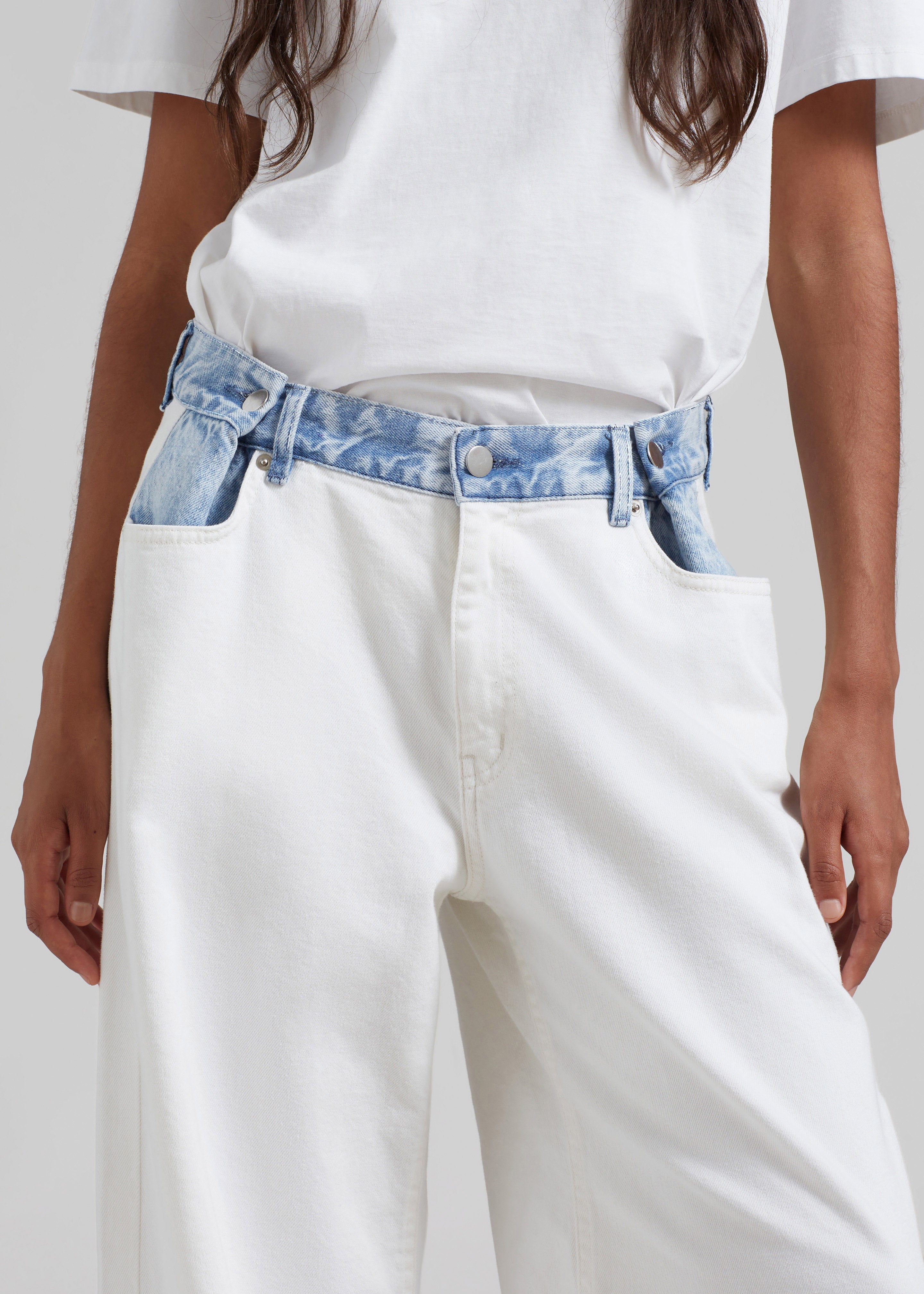 Hayla Contrast Denim Pants - Off White/Blue - 3