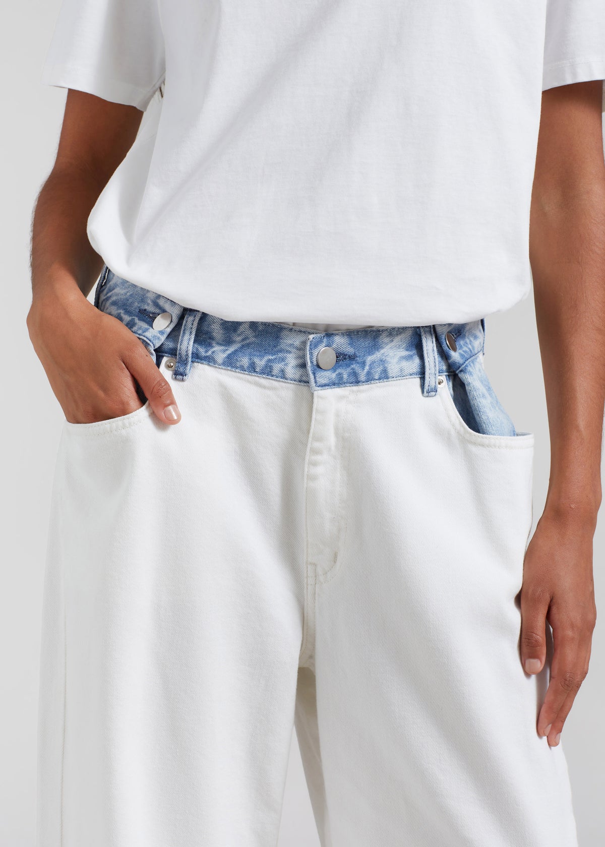 Hayla Contrast Denim Pants - Off White/Blue - 8