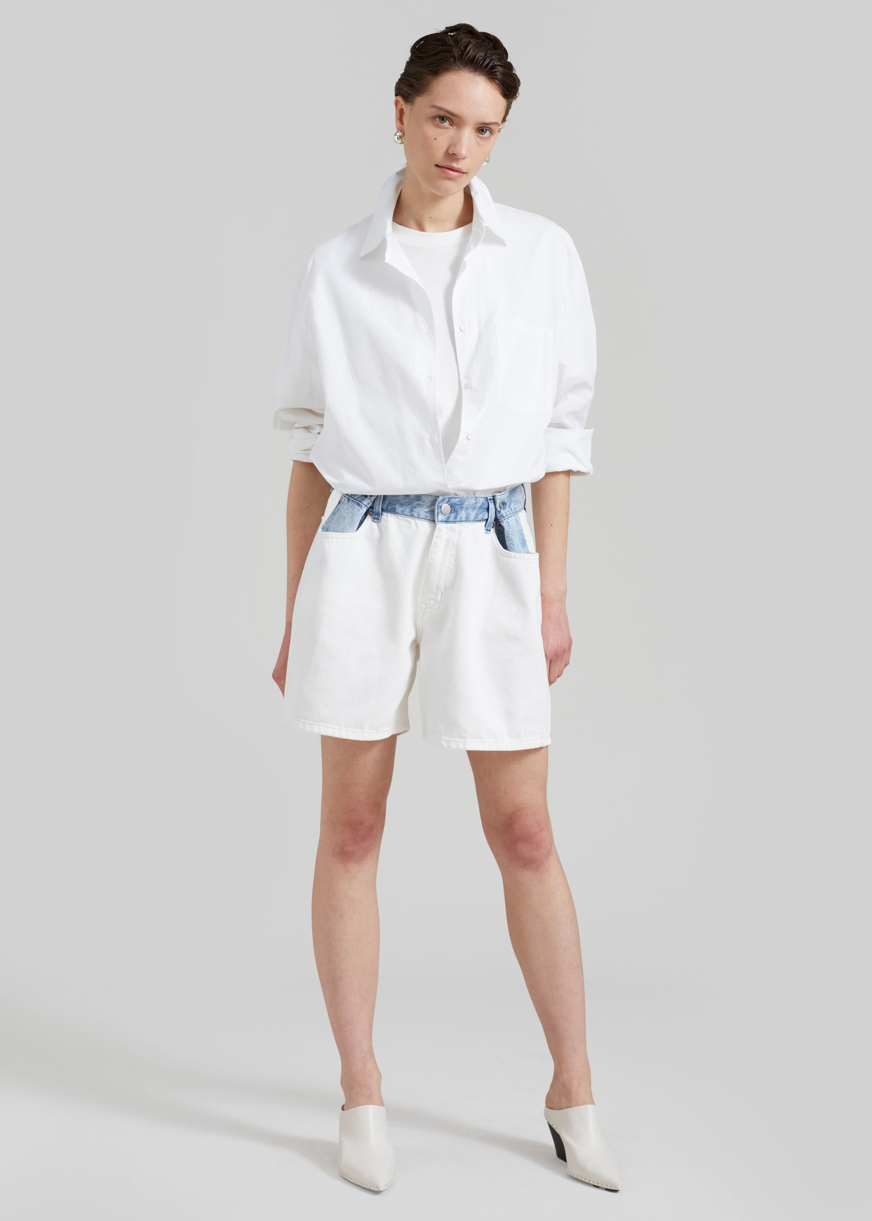 Hayla Contrast Denim Shorts - Off White/Blue - 10