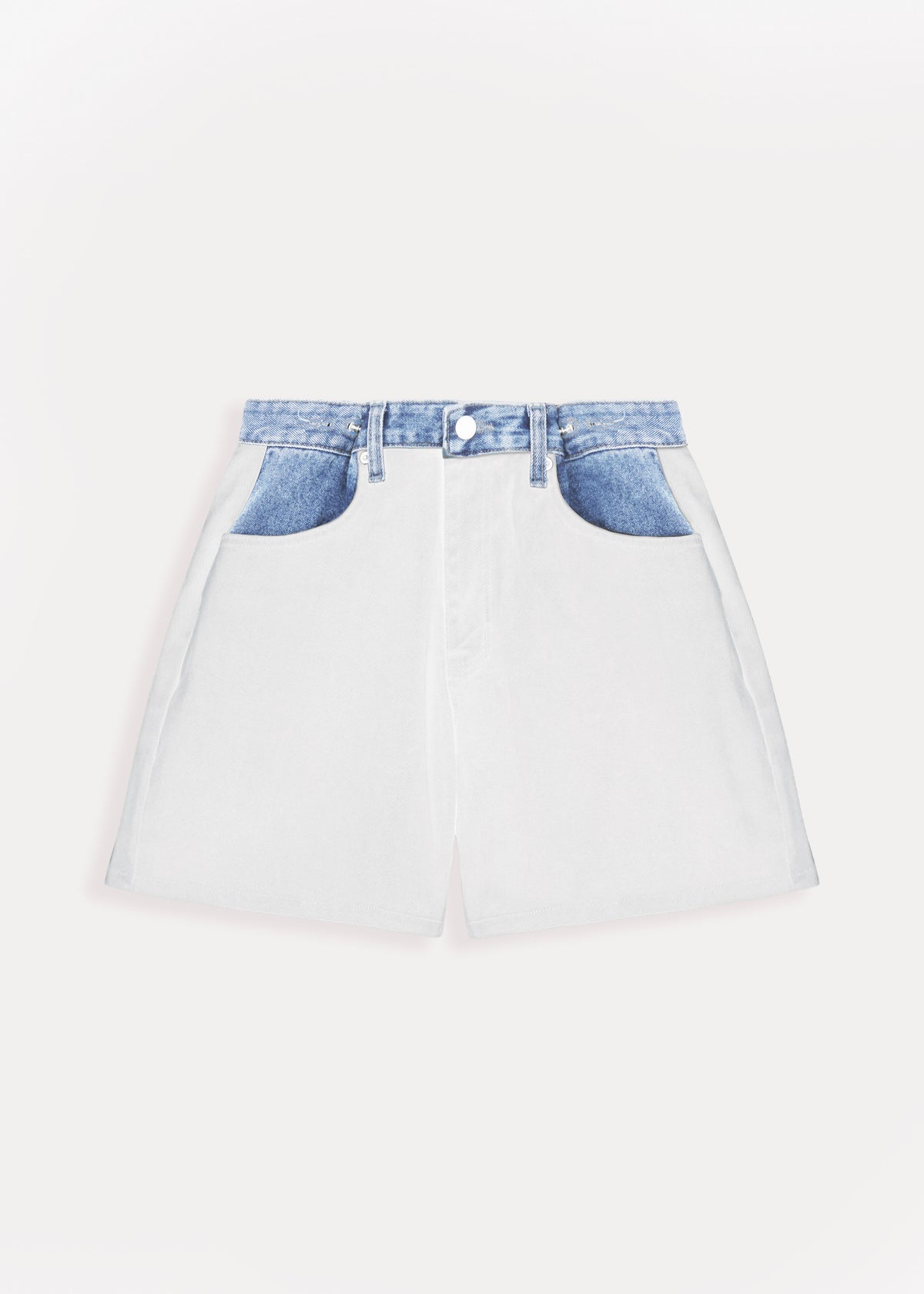 Hayla Contrast Denim Shorts - Off White/Blue - 13