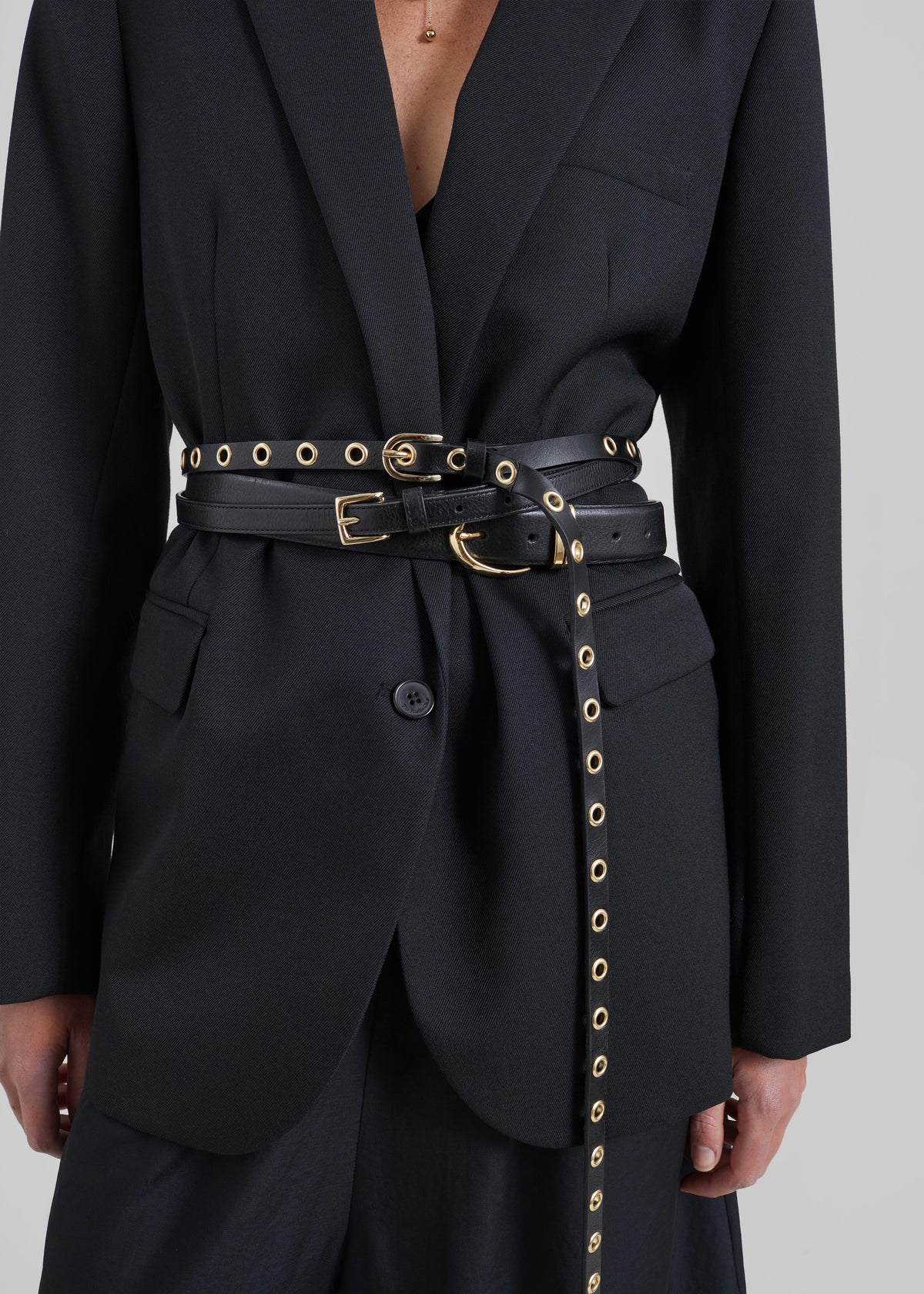 Hayley Studded Long Belt - Black