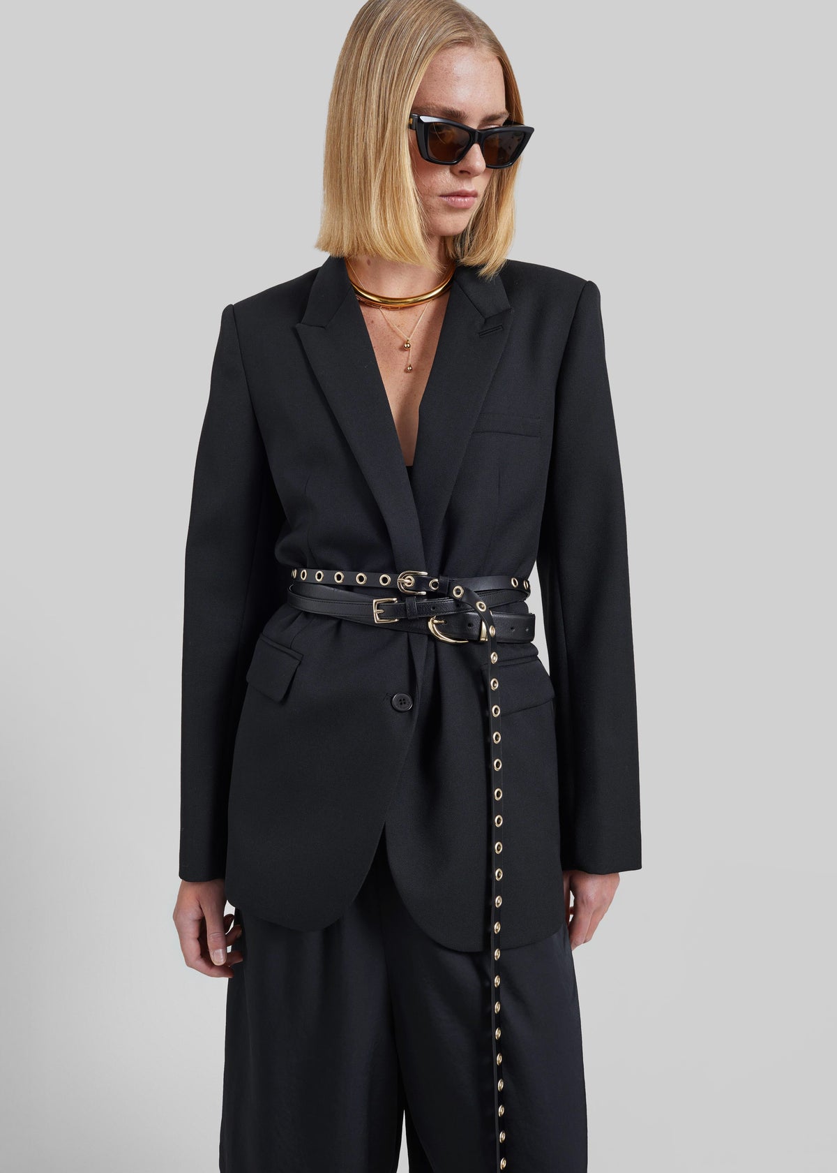 Hayley Studded Long Belt - Black