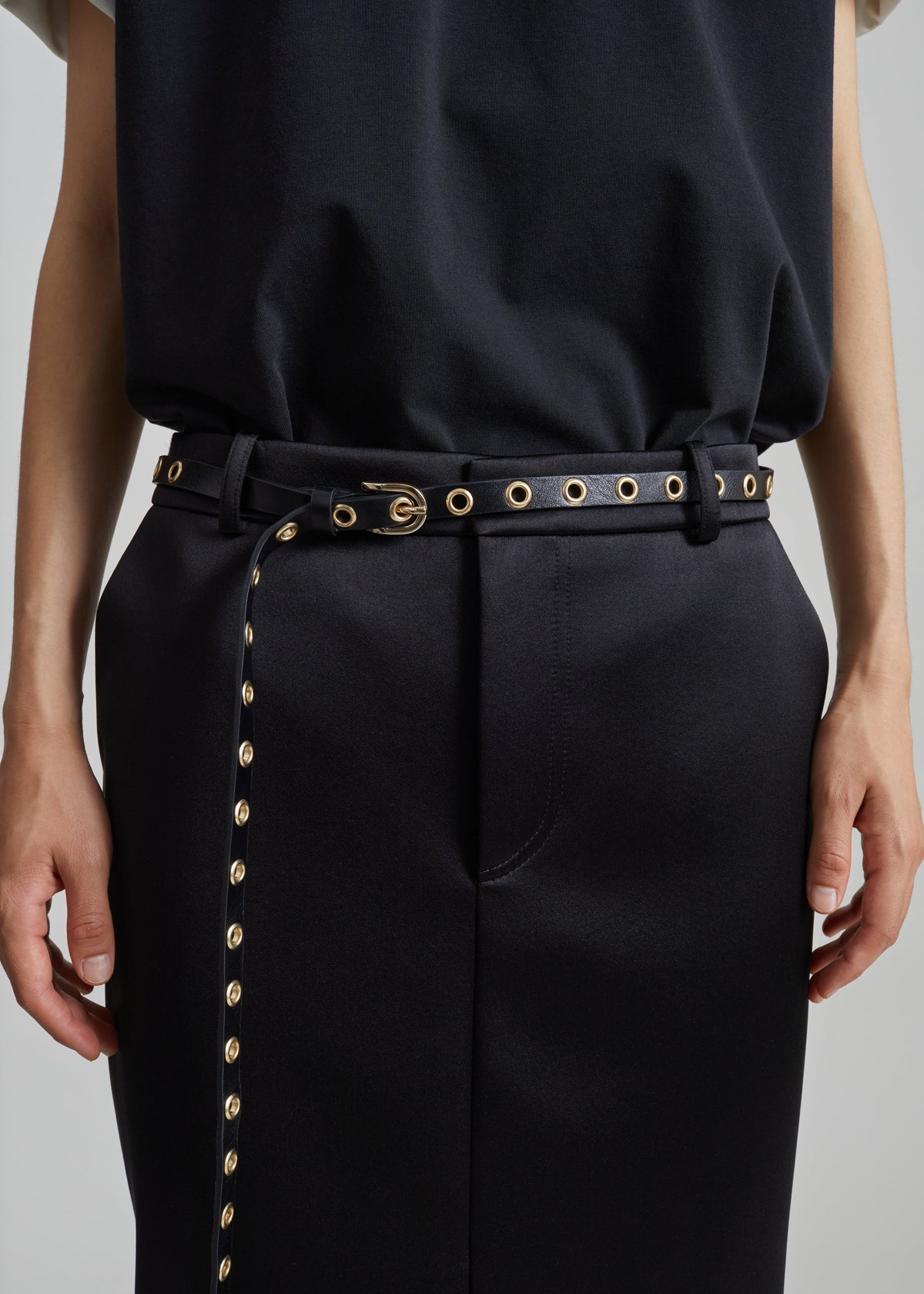 Hayley Studded Long Belt - Black