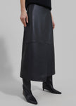 Hedi Leather Midi Wrap Skirt - Black