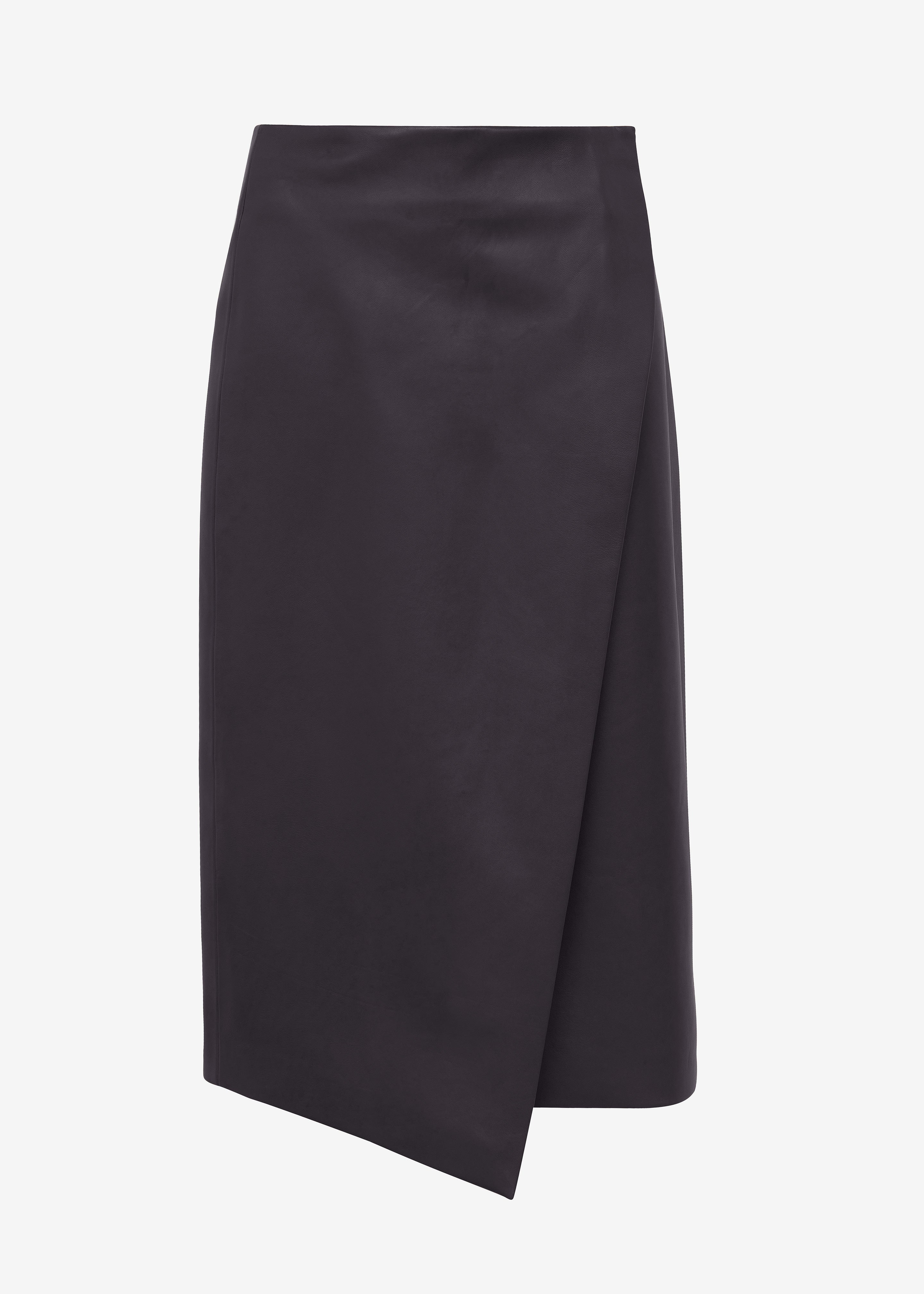 Hedi Leather Midi Wrap Skirt - Dark Plum - 7