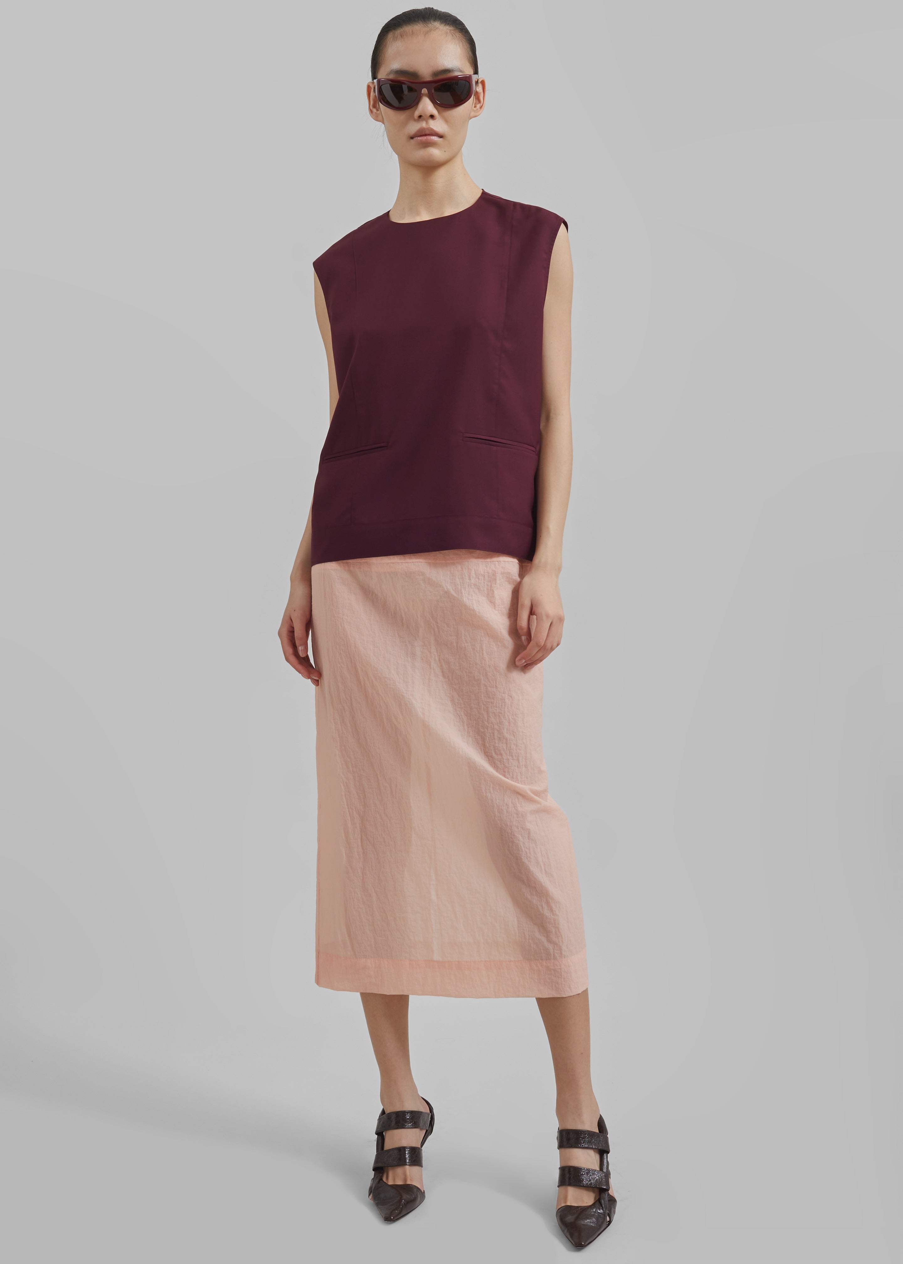 Heidi Semi Sheer Midi Skirt - Pink - 1