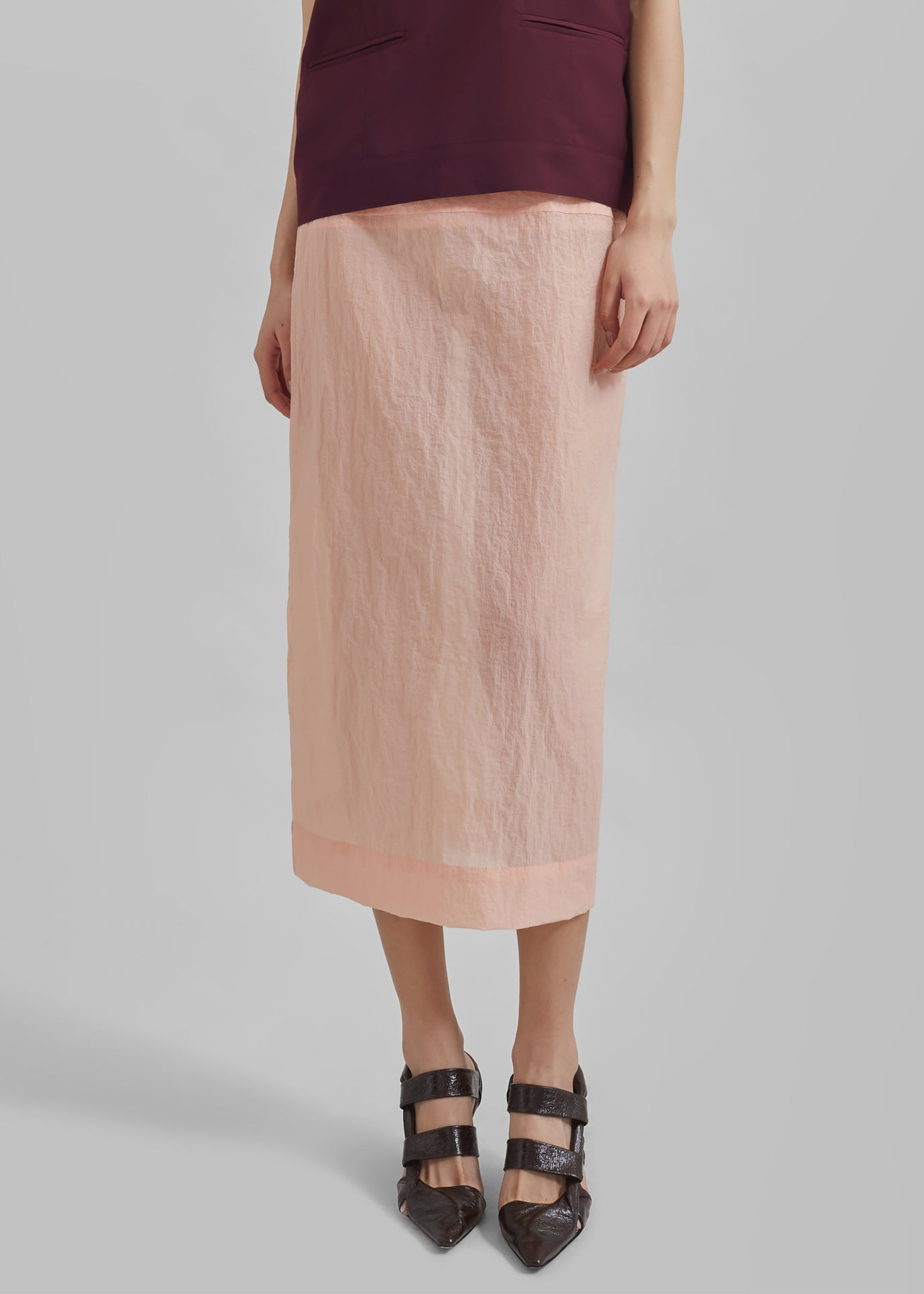 Heidi Semi Sheer Midi Skirt - Pink - 1