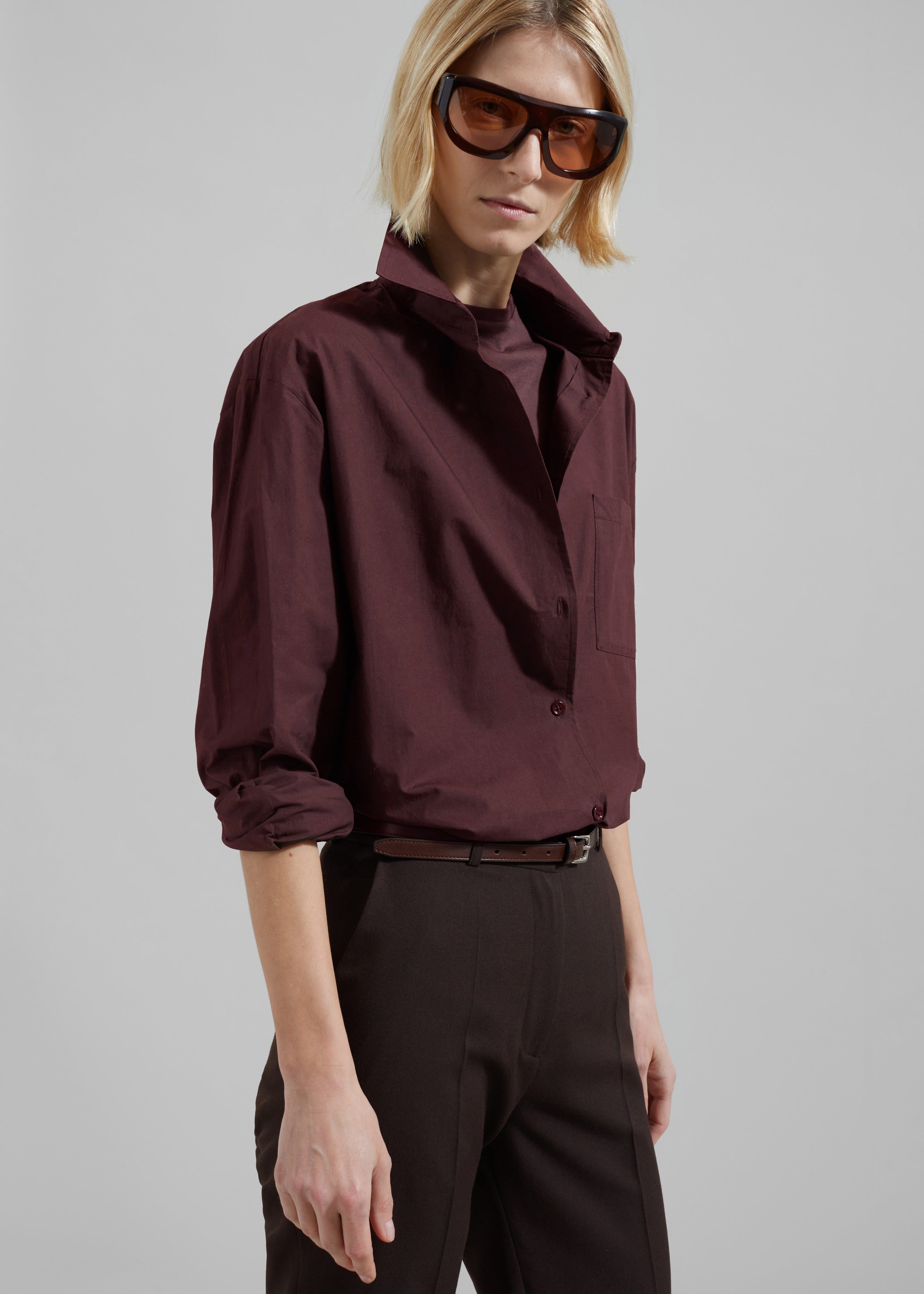 Helen Organic Cotton Long Shirt - Dark Plum - 7