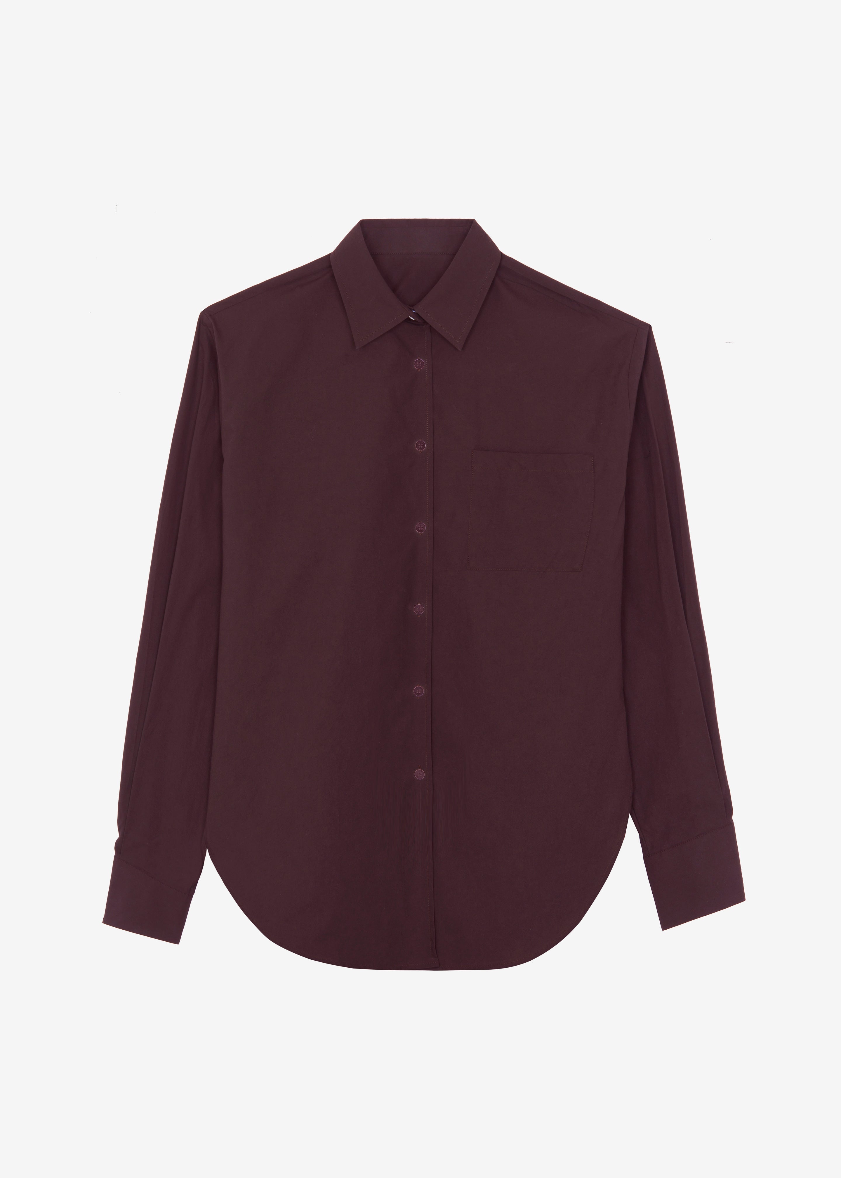 Helen Organic Cotton Long Shirt - Dark Plum - 13