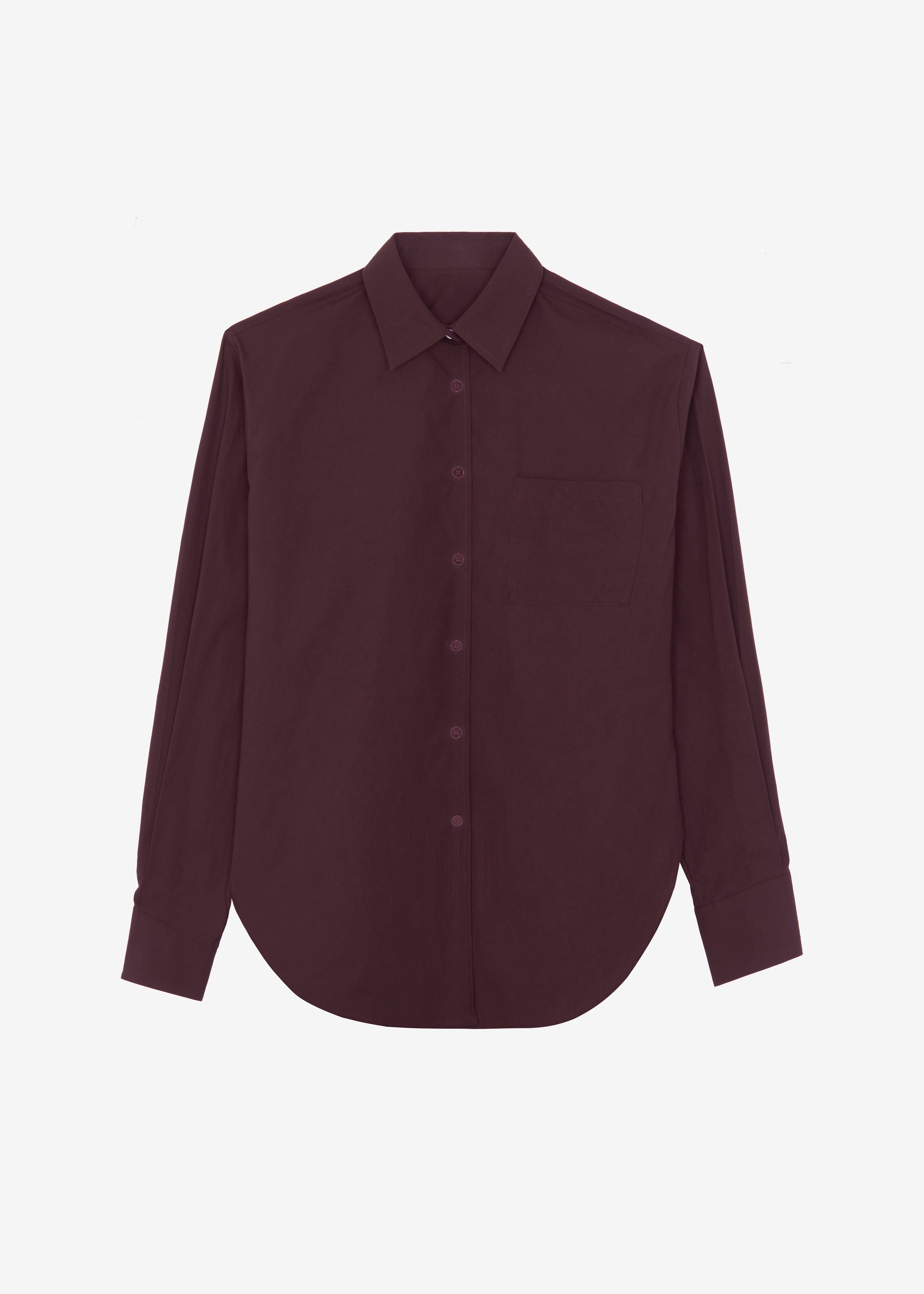 Helen Organic Cotton Long Shirt - Dark Plum - 13