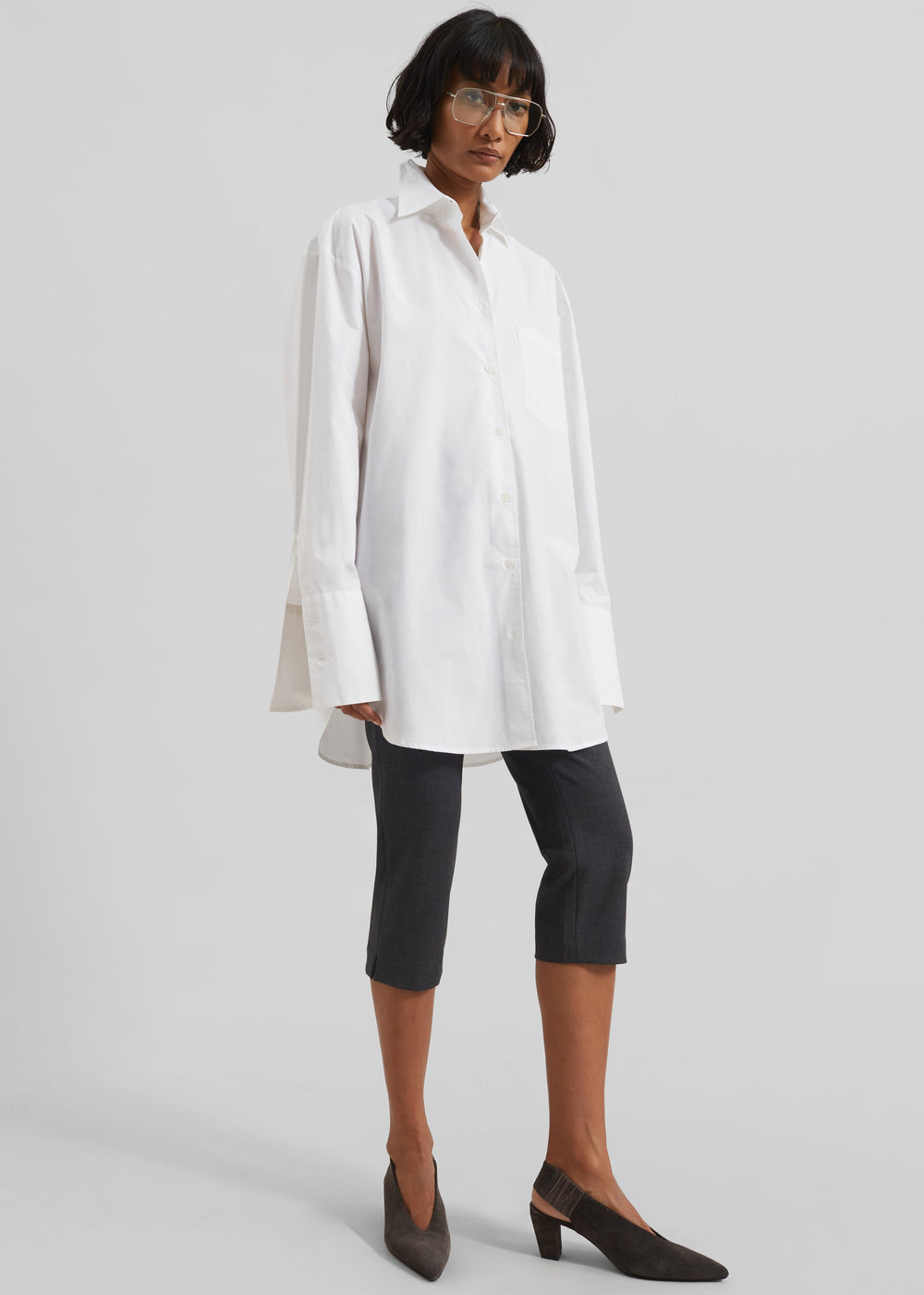 Helen Organic Cotton Long Shirt - White - 1