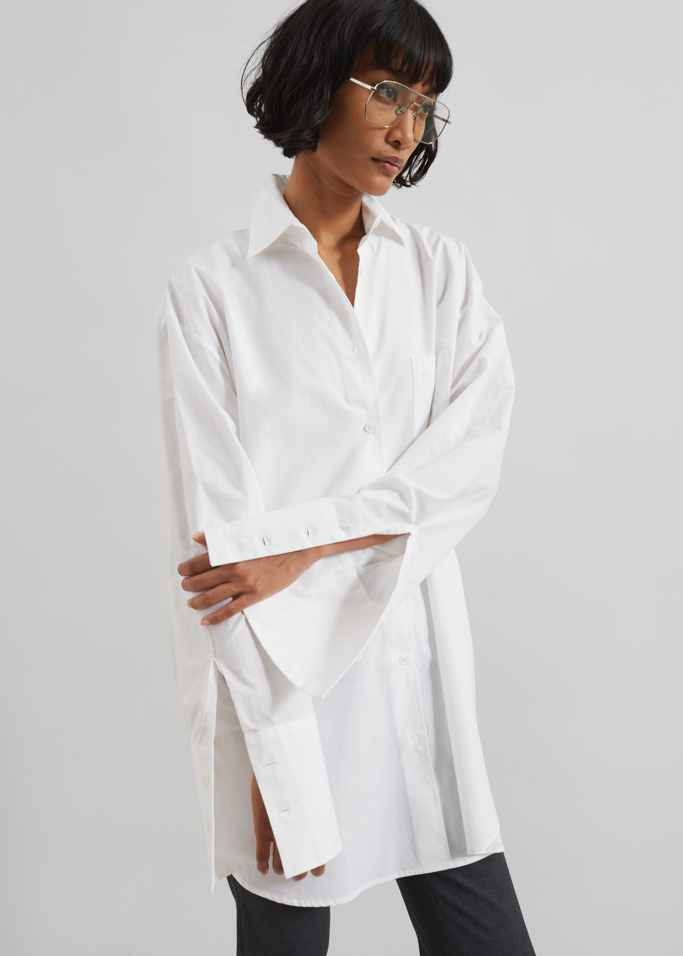 Helen Organic Cotton Long Shirt - White - 1