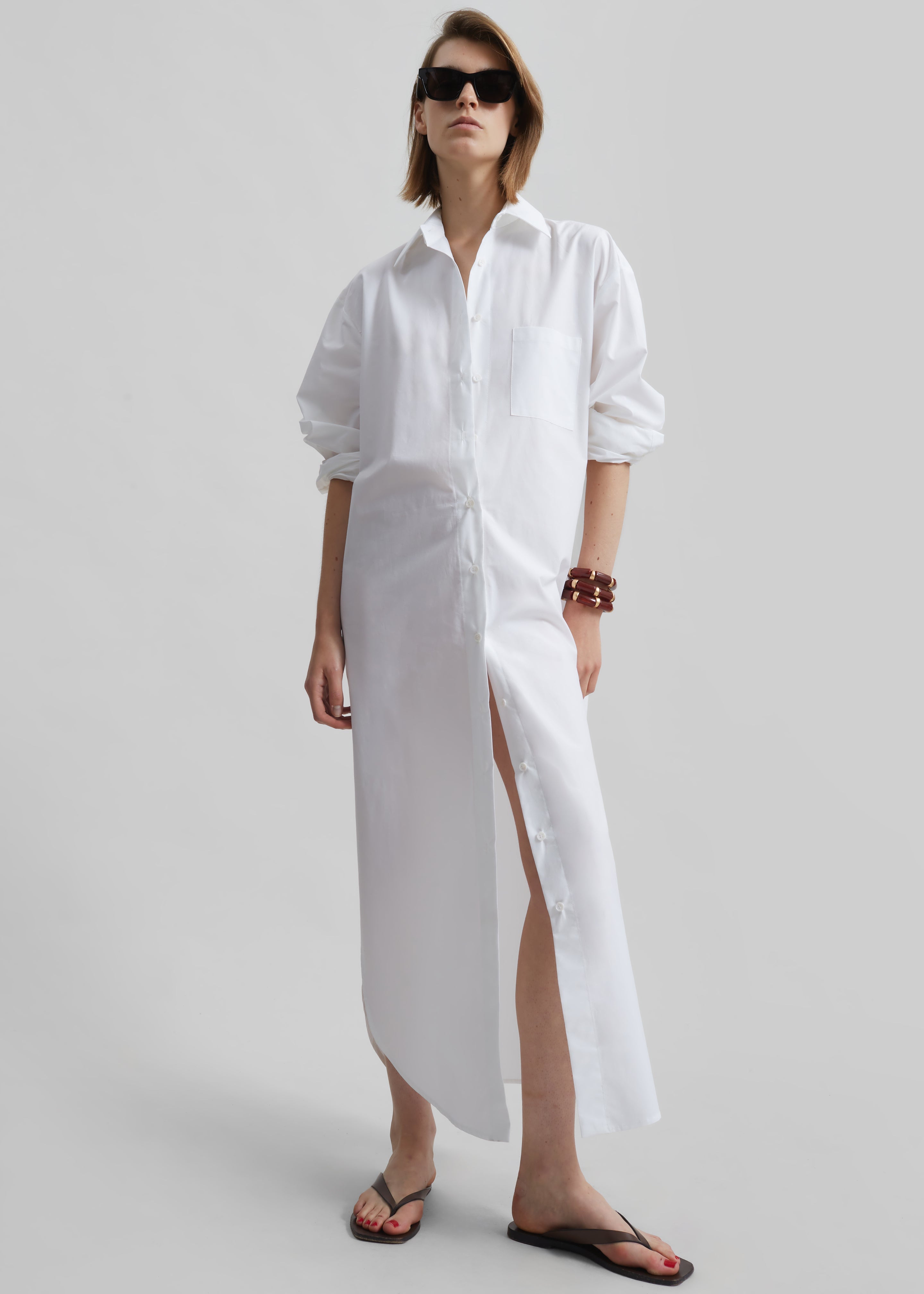 Helena Shirt Dress - White - 3