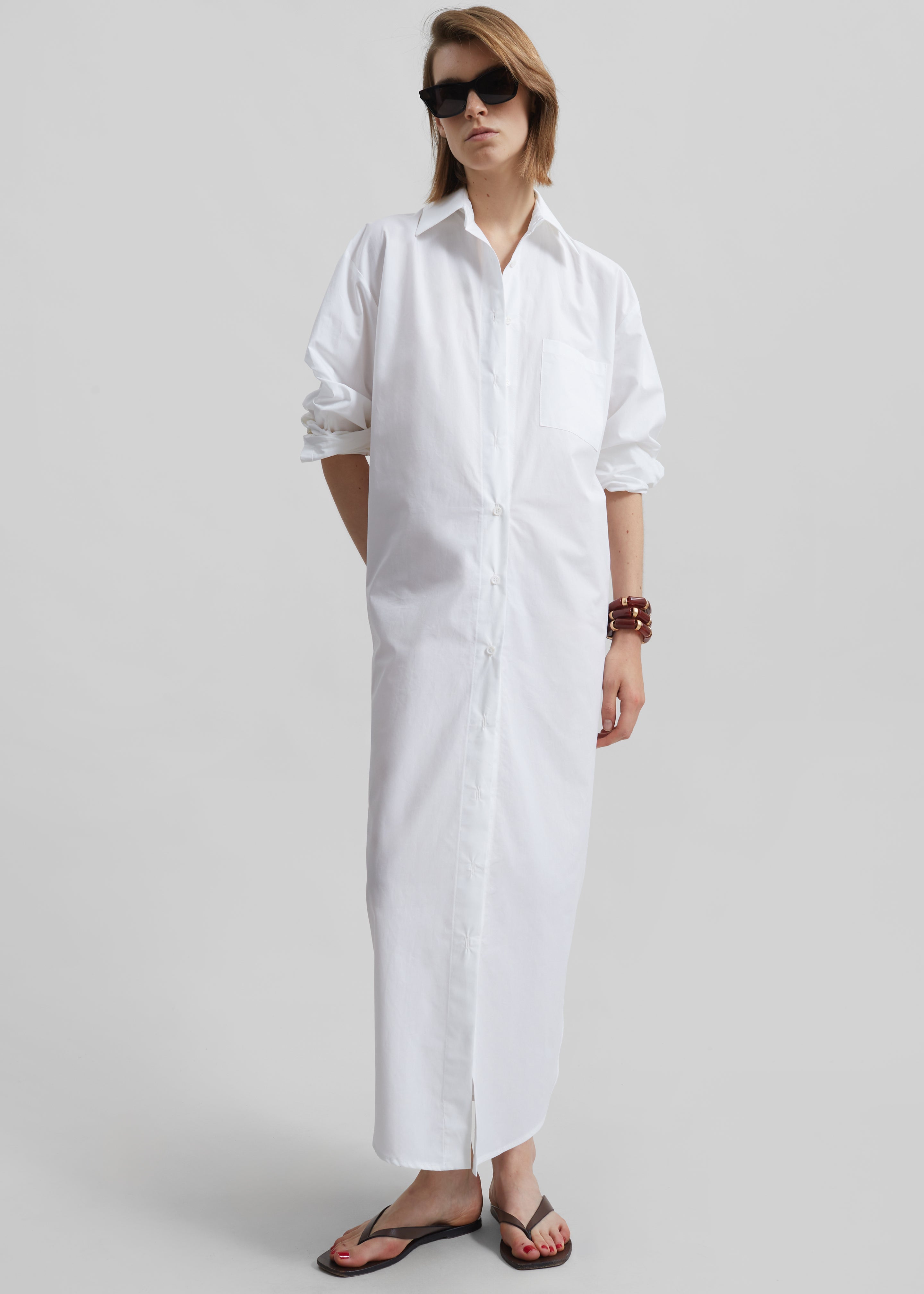 Helena Shirt Dress - White - 1