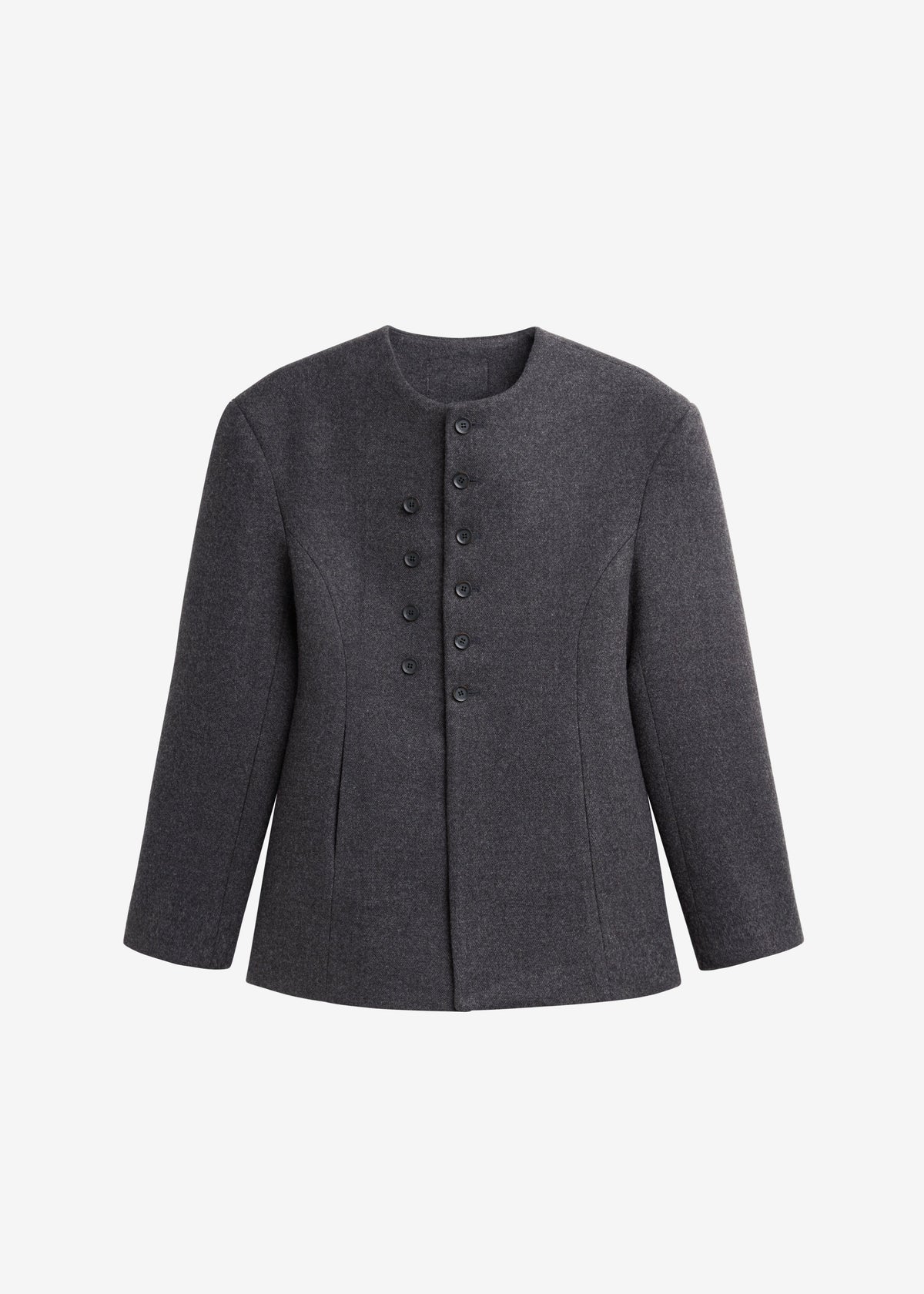 Helga Collarless Tailored Blazer - Dark Grey - 11