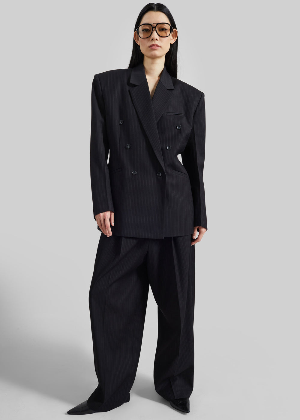 Helmond Double-Breasted Blazer - Black Multi Stripe