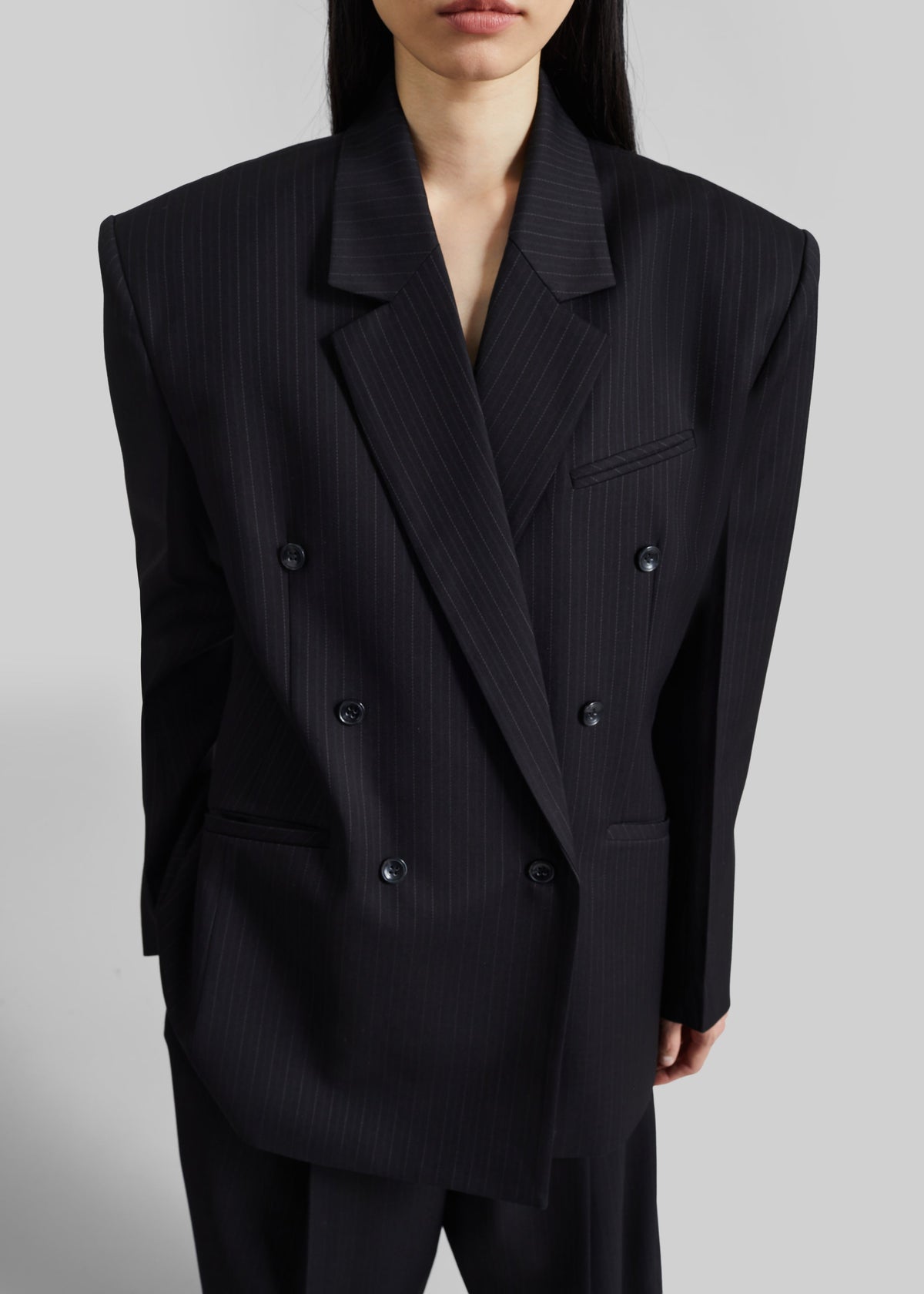 Helmond Double-Breasted Blazer - Black Multi Stripe - 2