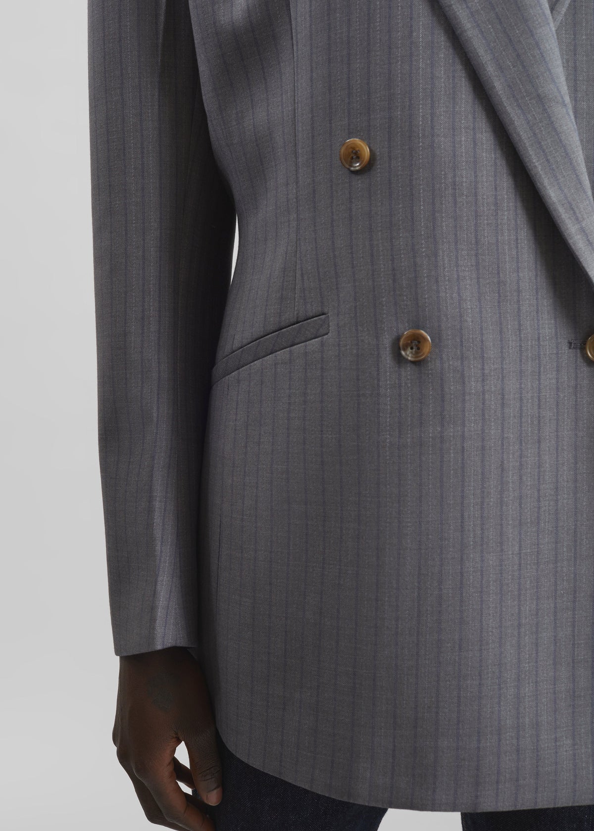 Helmond Double-Breasted Blazer - Grey Multi Stripe - 7