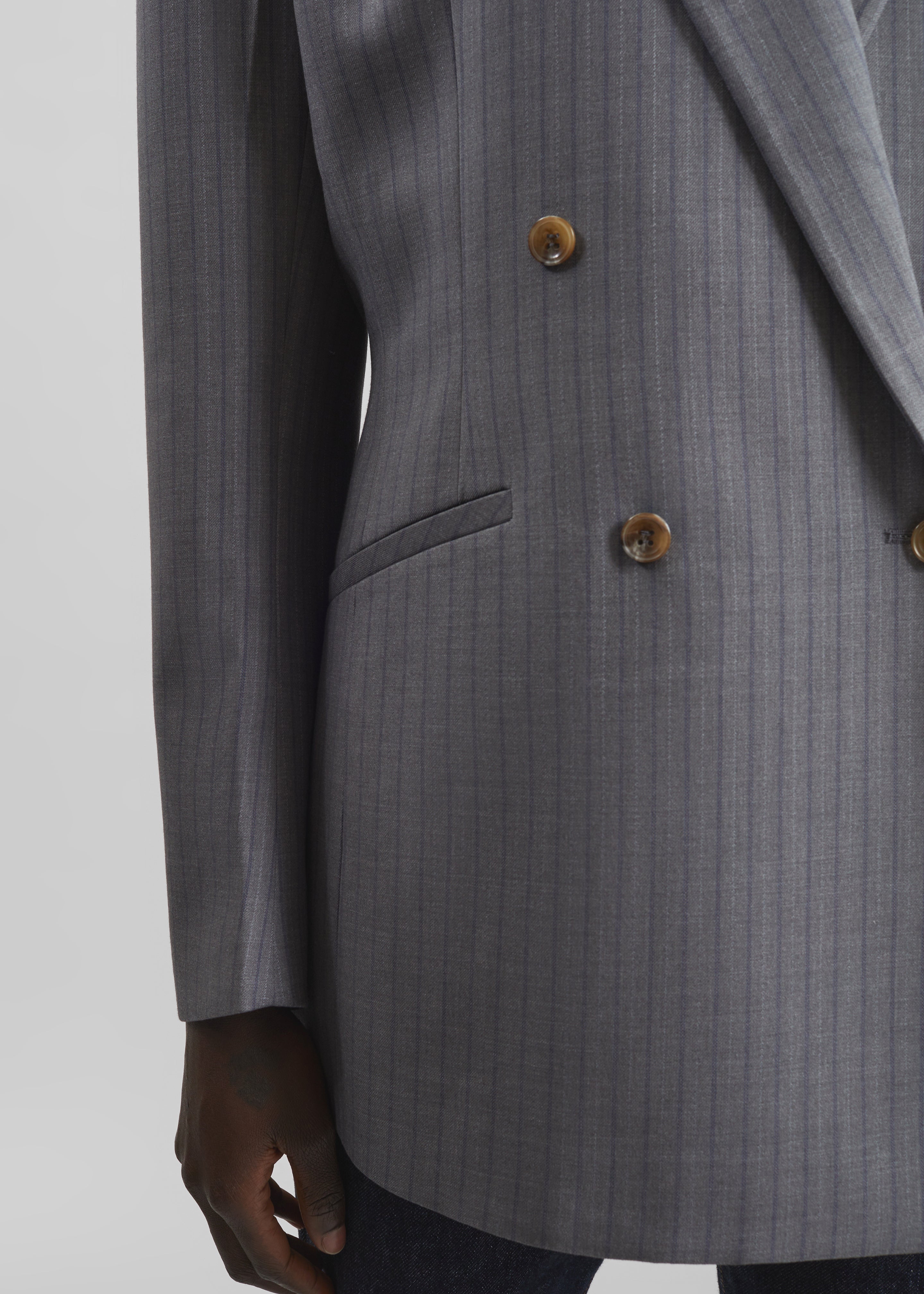 Helmond Double-Breasted Blazer - Grey Multi Stripe - 7