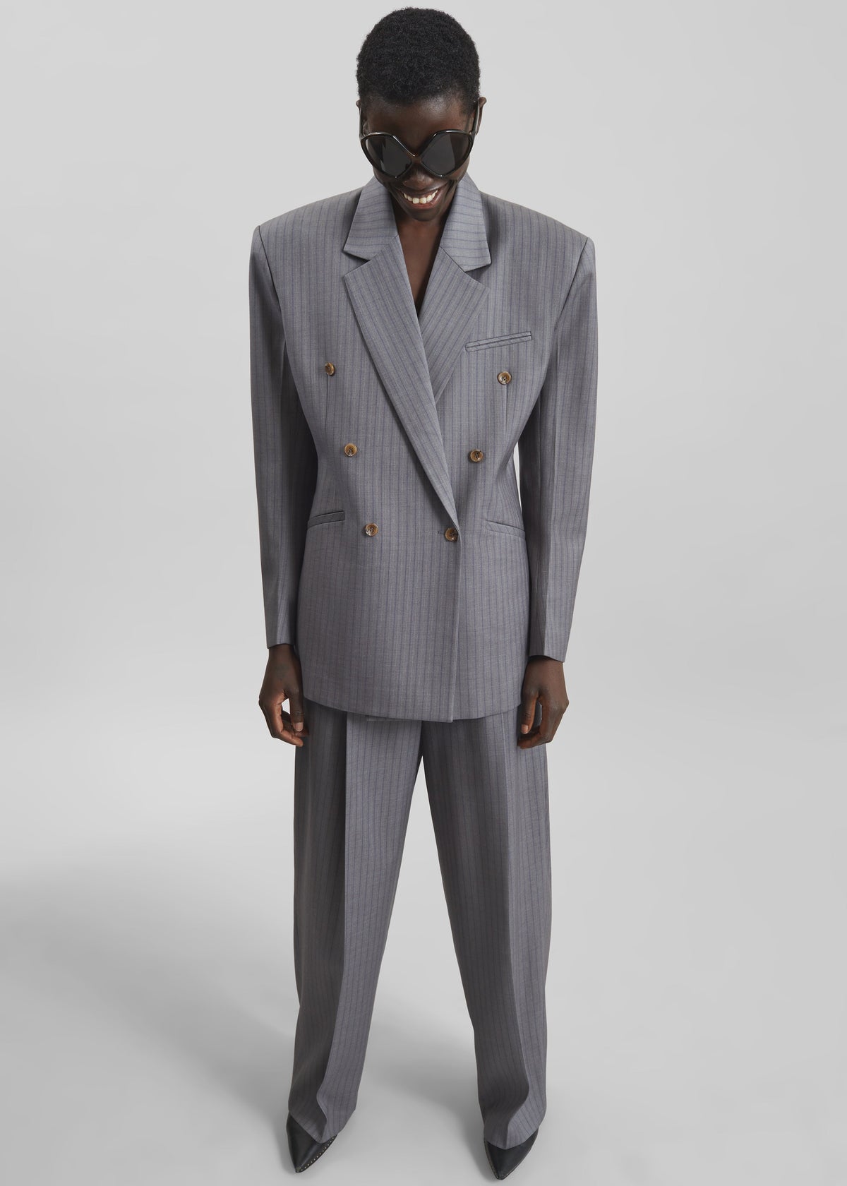 Helmond Double-Breasted Blazer - Grey Multi Stripe - 2