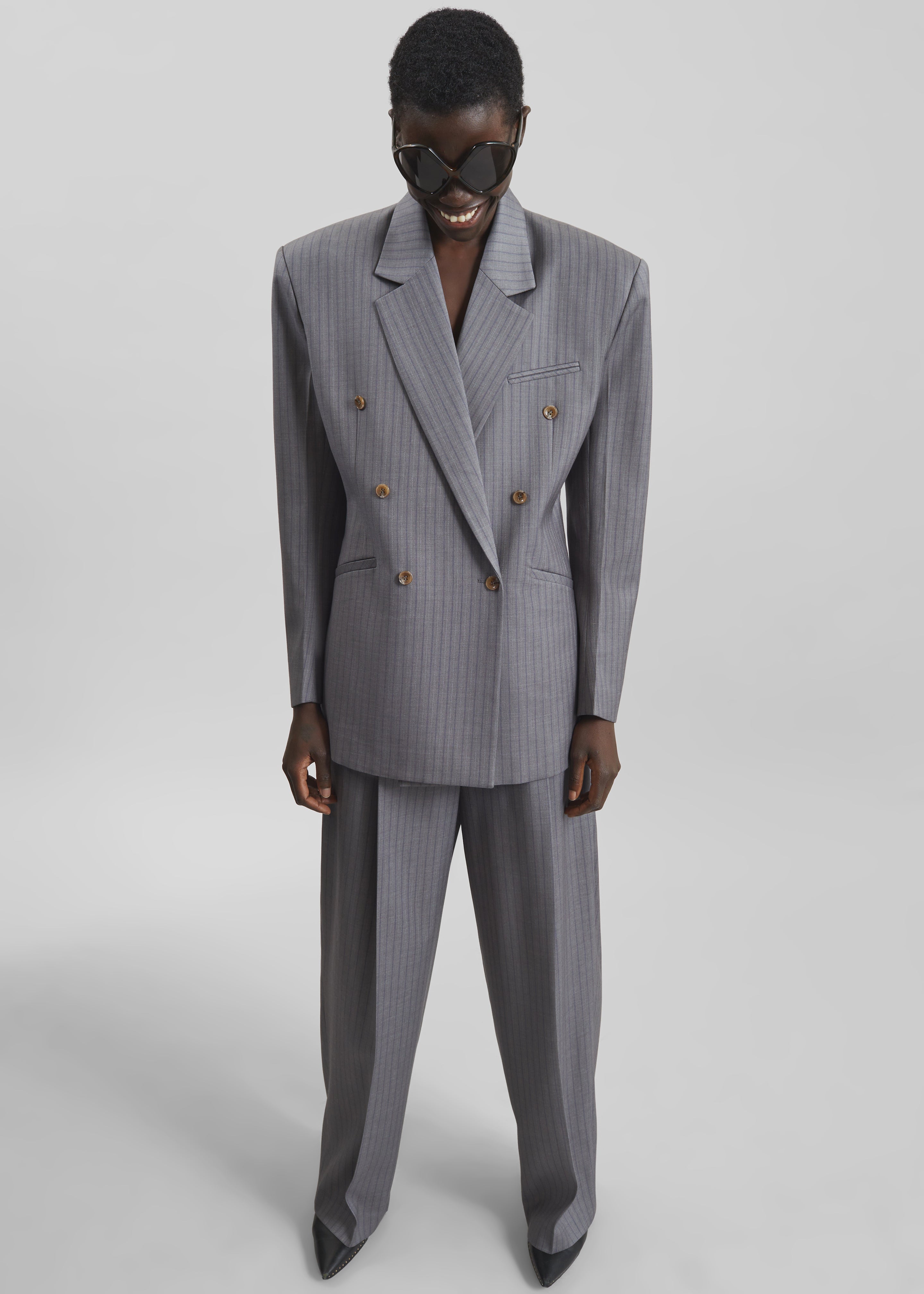 Helmond Double-Breasted Blazer - Grey Multi Stripe - 2