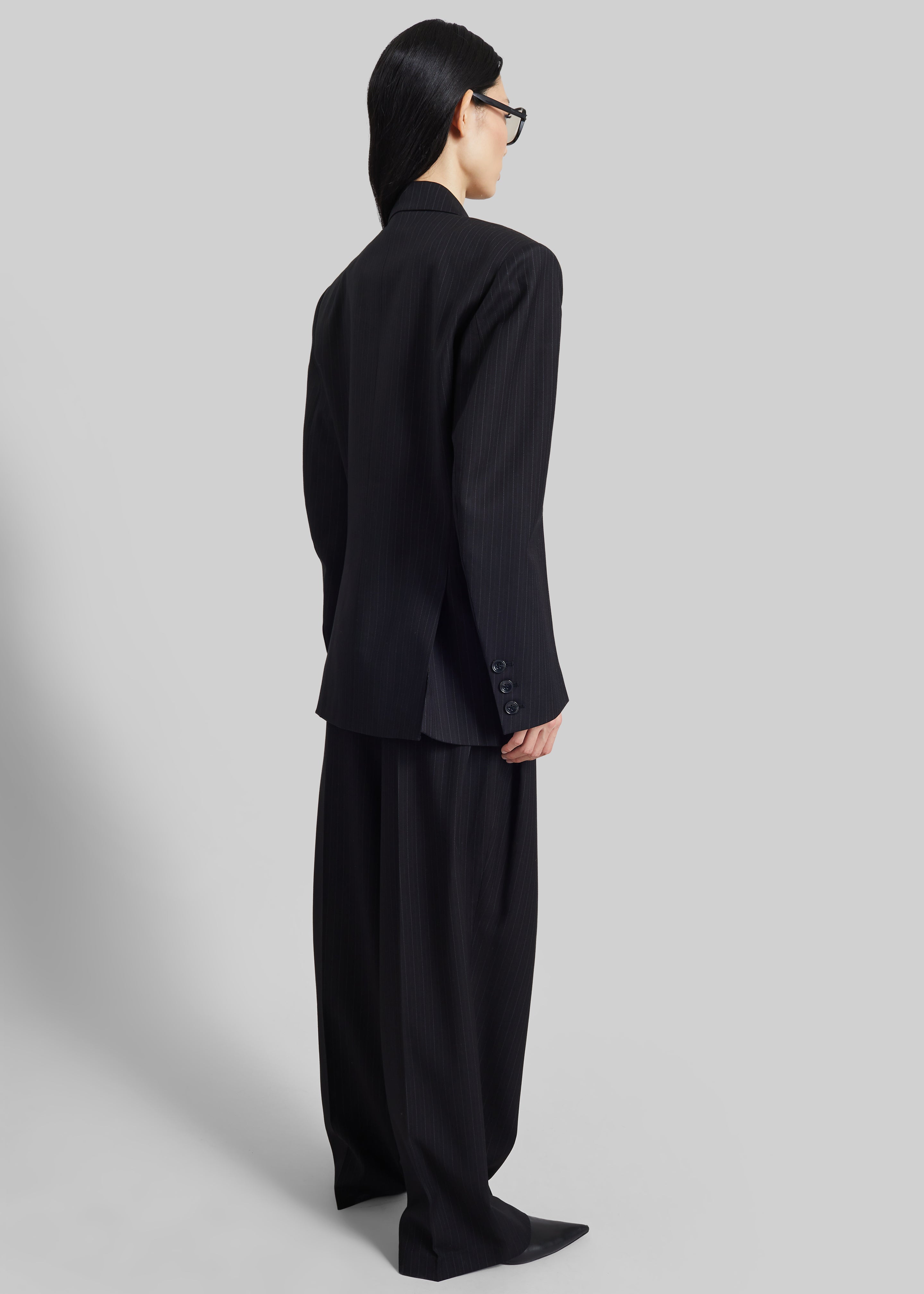 Helmond Pleated Trousers - Black Multi Stripe - 8