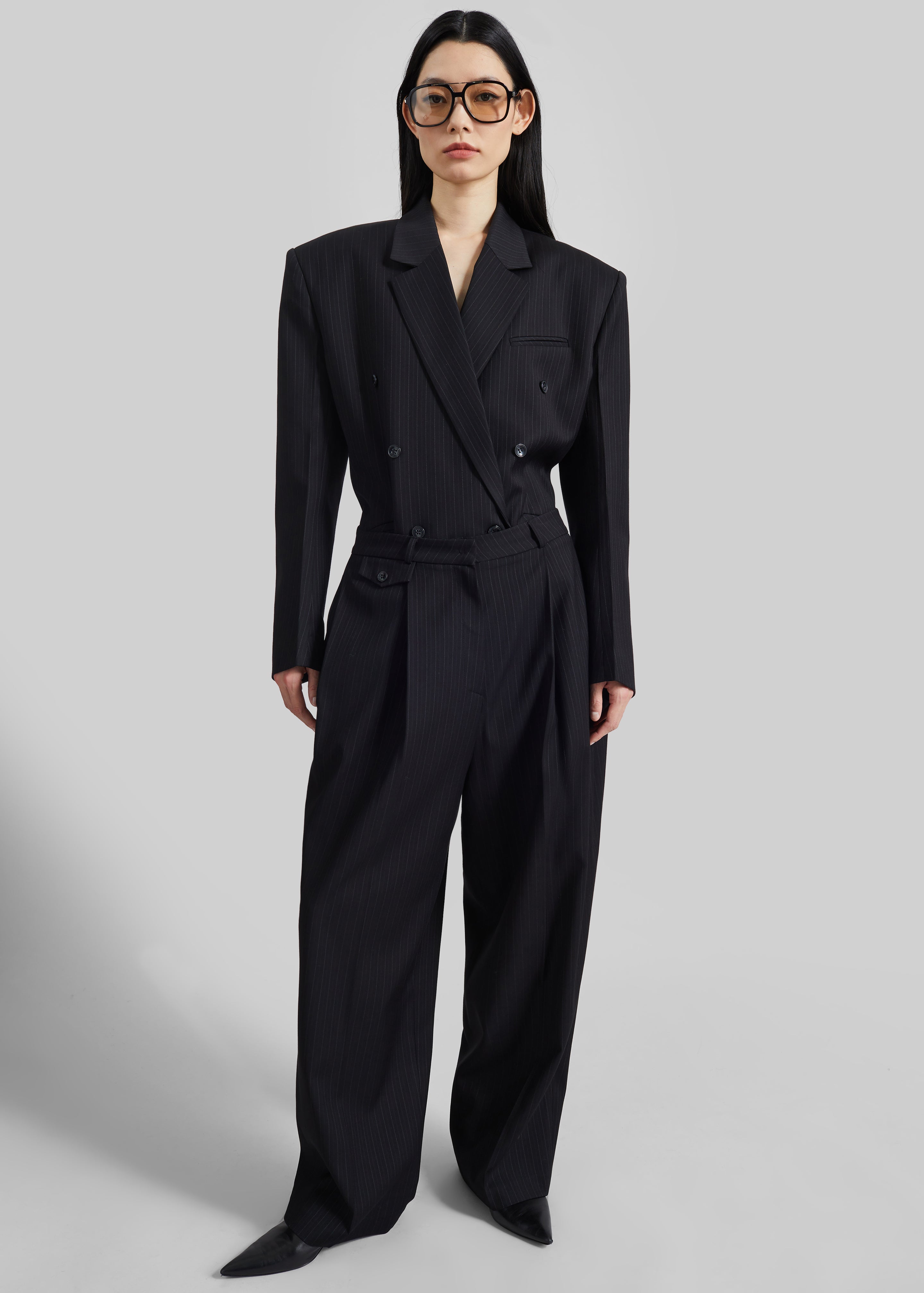 Helmond Pleated Trousers - Black Multi Stripe - 5