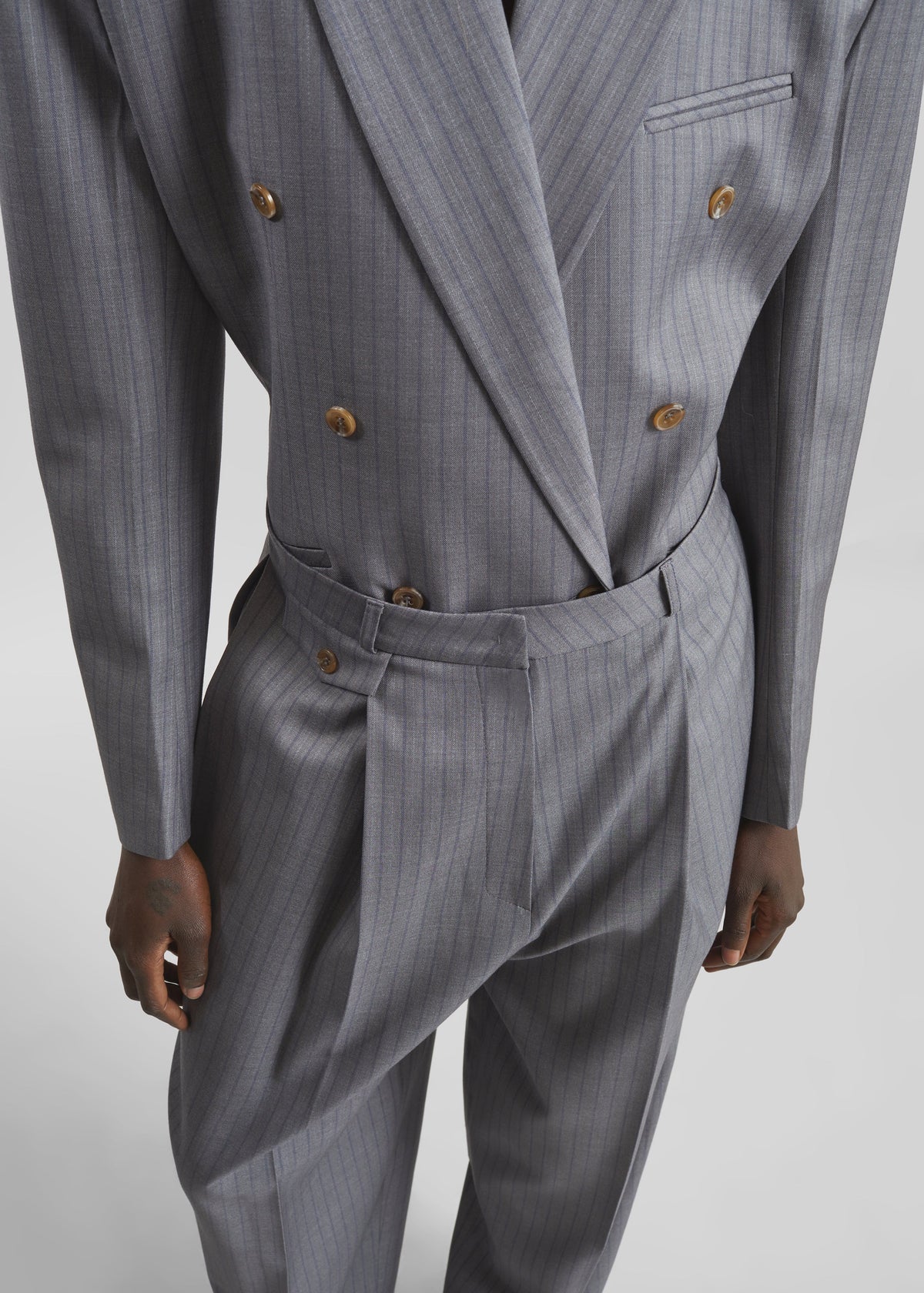 Helmond Pleated Trousers - Grey Multi Stripe - 2