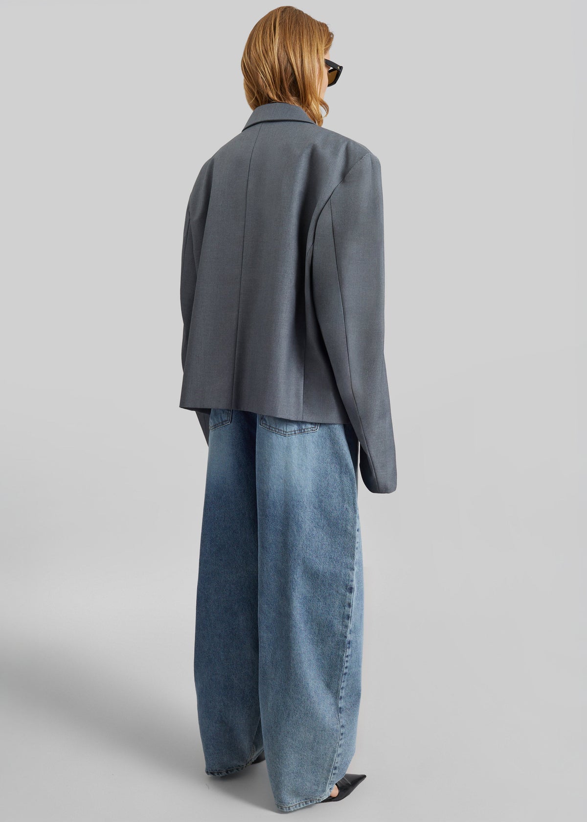 Helna Boxy Cropped Blazer - Grey - 7