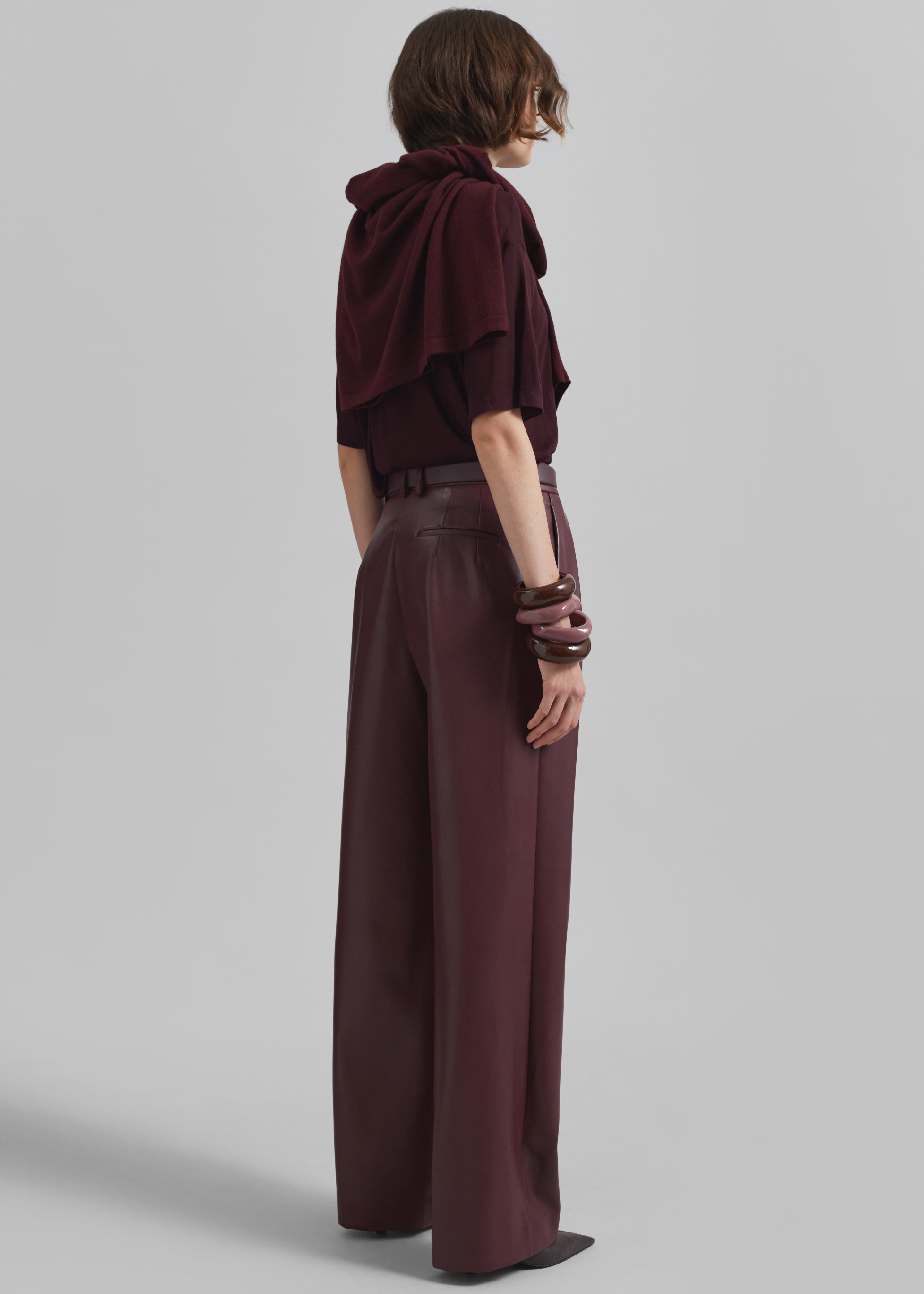 Helsinki Faux Leather Pants - Burgundy - 11