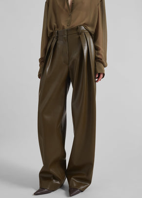 Helsinki Faux Leather Pants - Olive