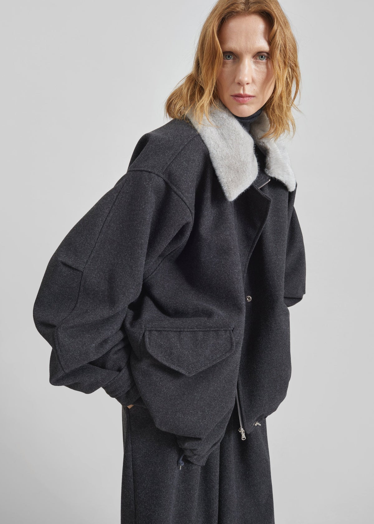 Hemavan Faux Fur Lined Jacket - Dark Grey - 8