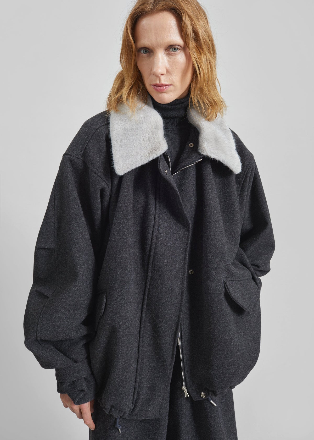 Hemavan Faux Fur Lined Jacket - Dark Grey - 5