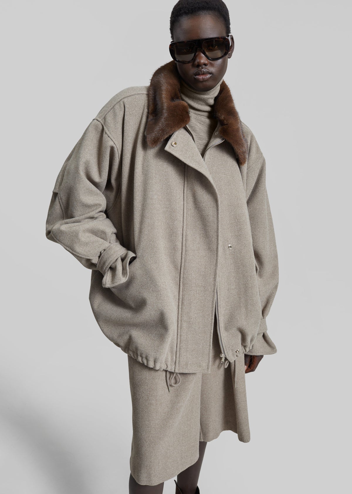 Hemavan Faux Fur Lined Jacket - Taupe - 7