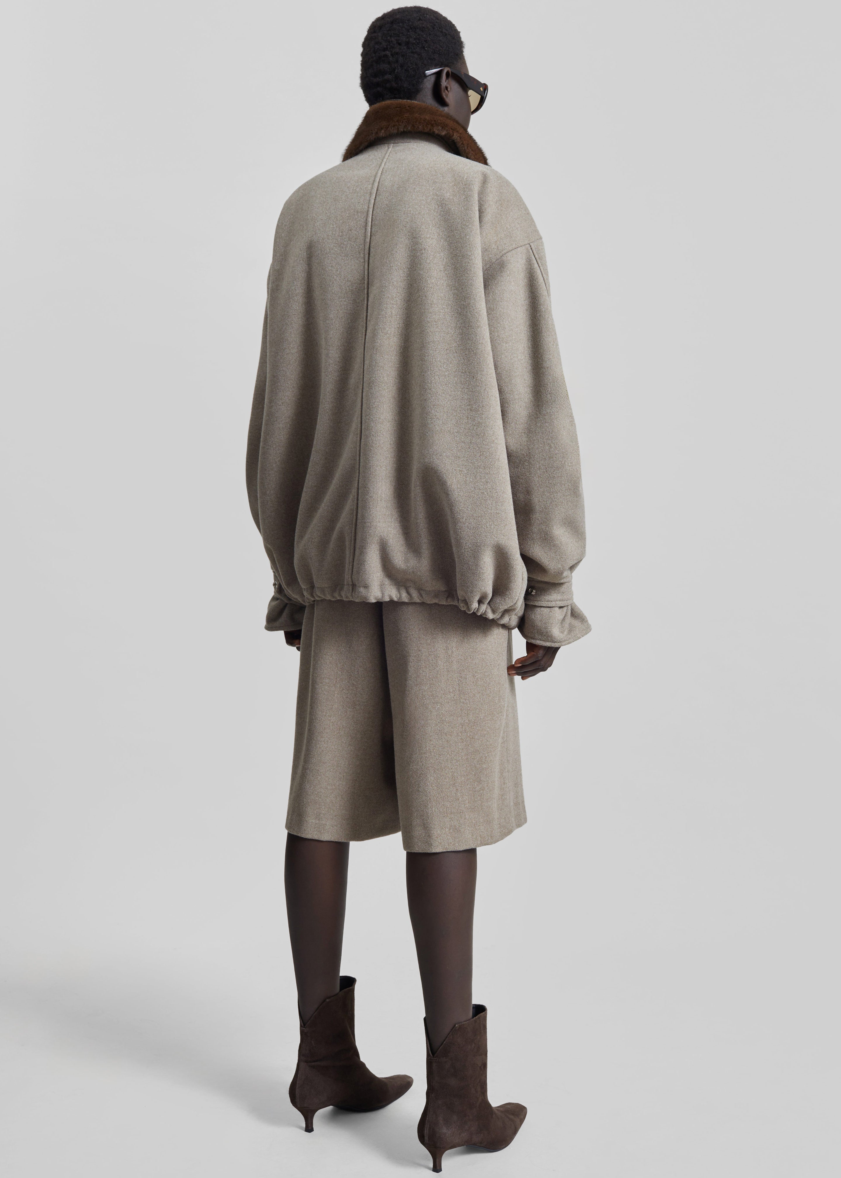 Hemavan Faux Fur Lined Jacket - Taupe - 8