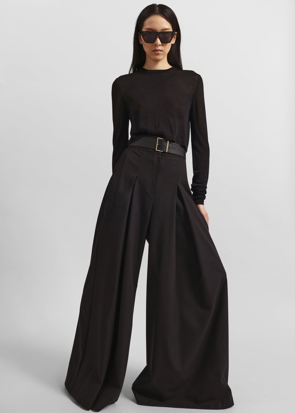 Hemer Pleated Wide Leg Trousers - Black