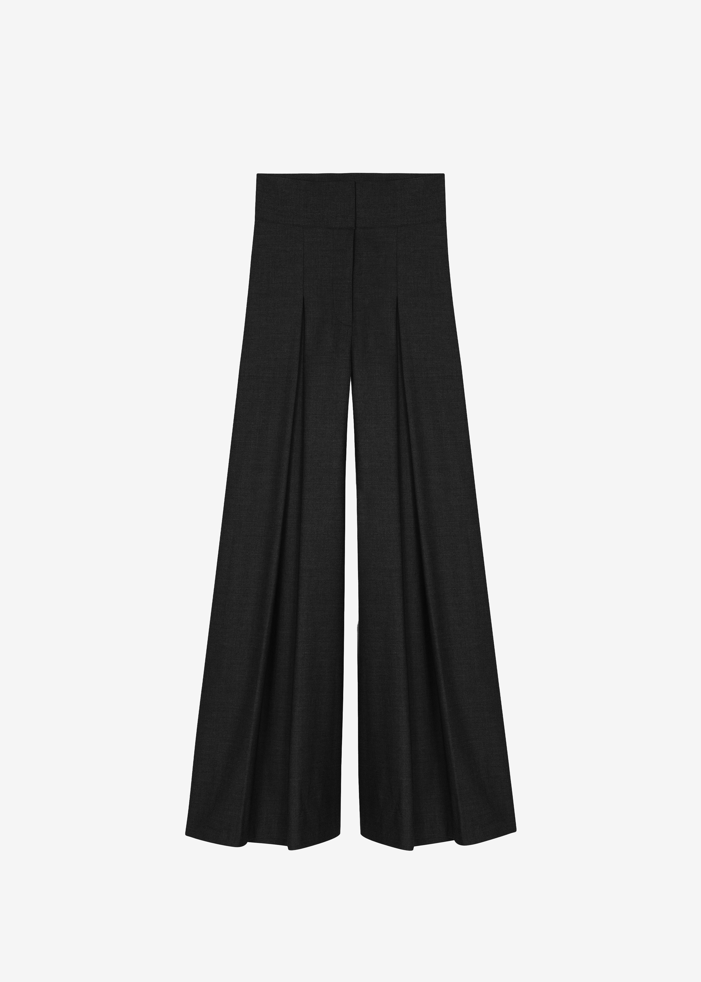 Hemer Pleated Wide Leg Trousers - Black - 9