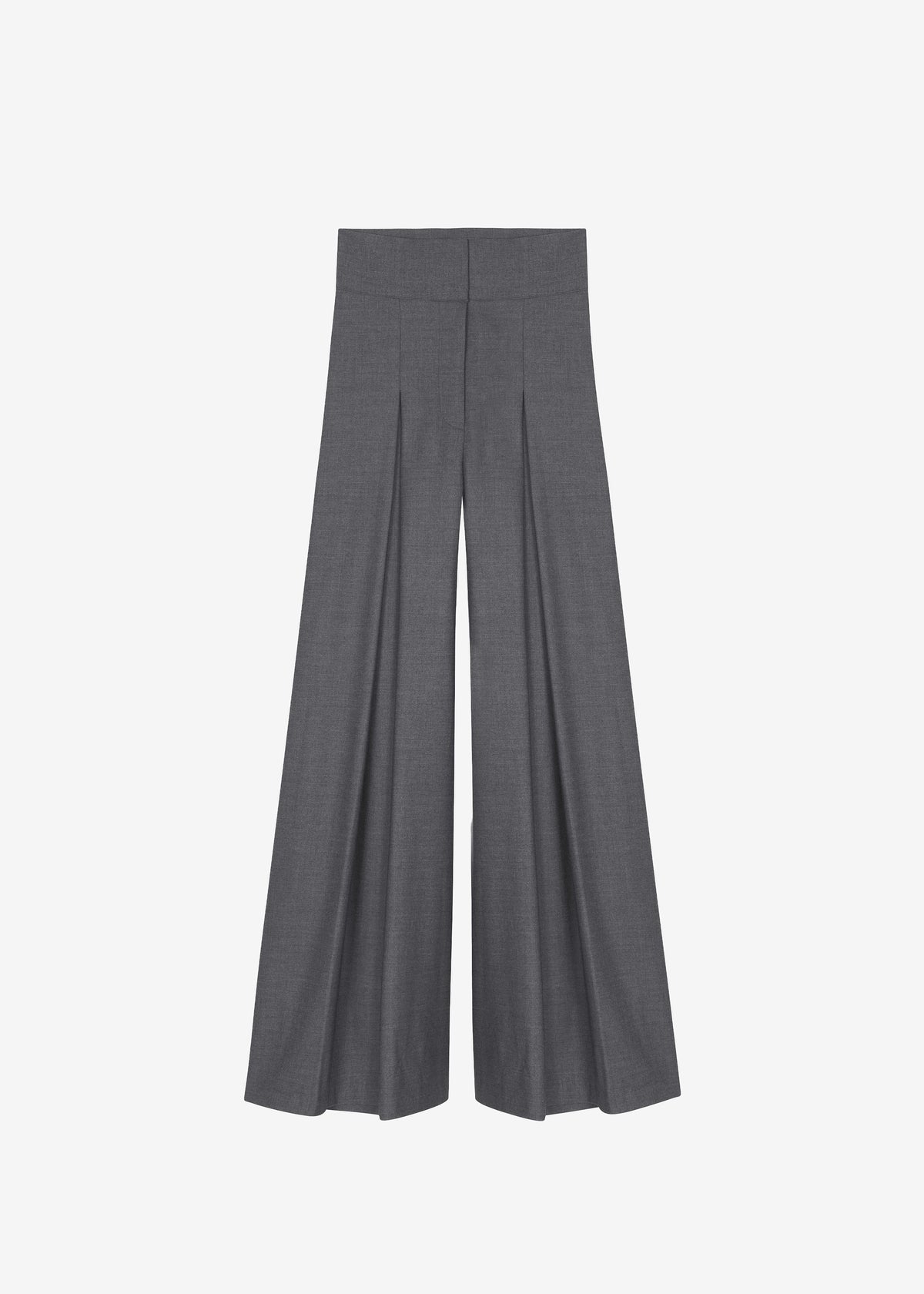 Hemer Pleated Wide Leg Trousers - Grey - 8