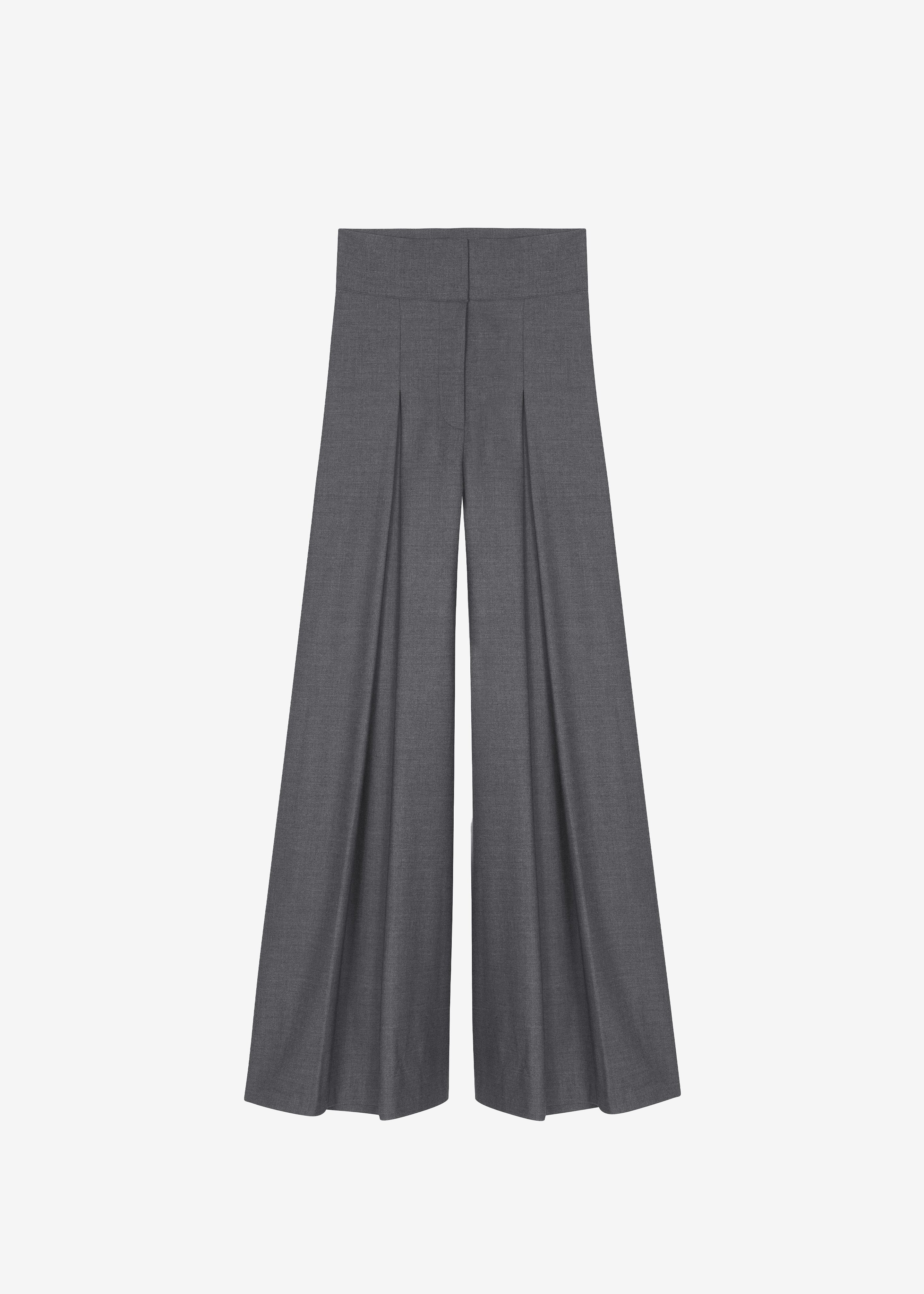 Hemer Pleated Wide Leg Trousers - Grey - 8