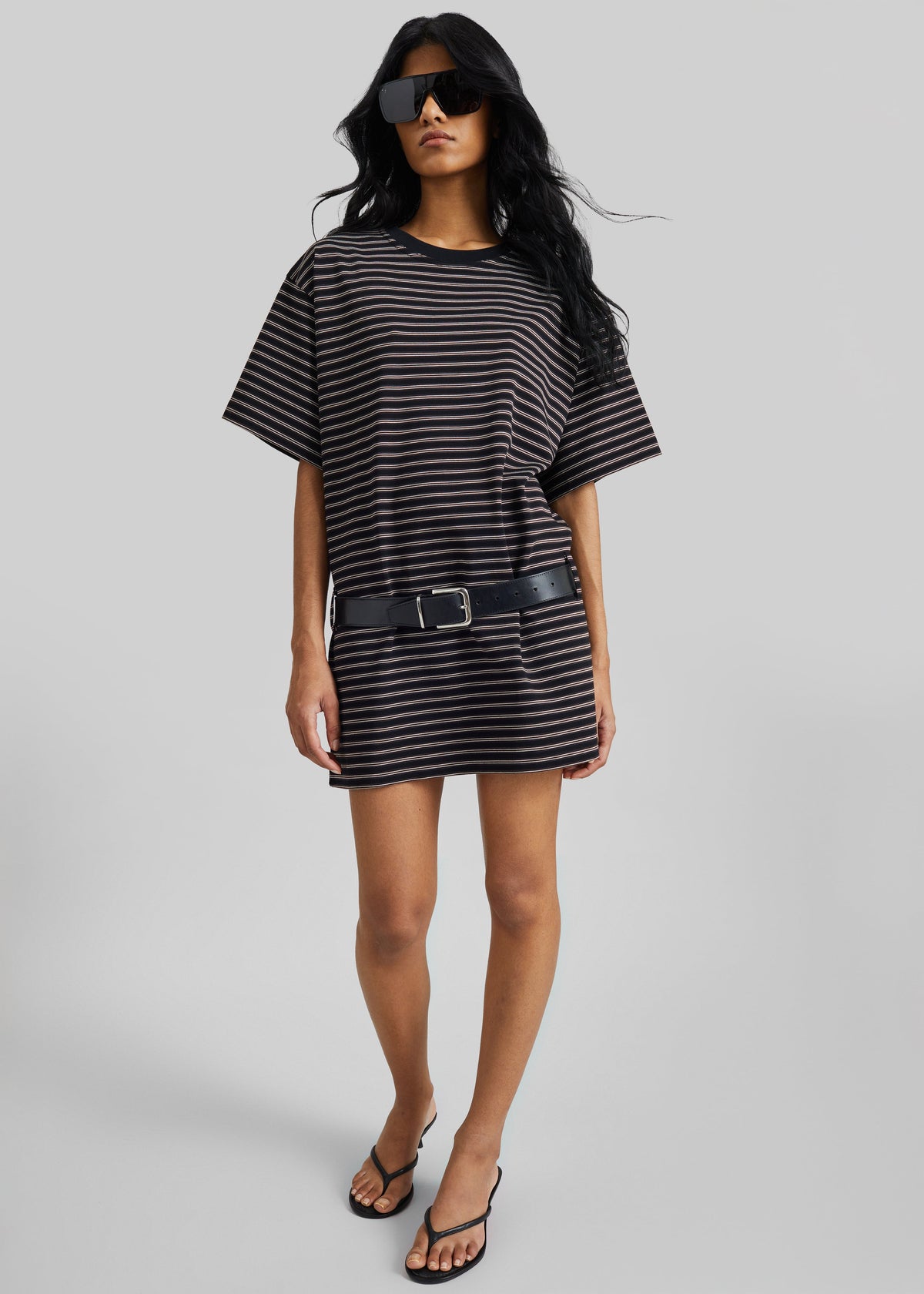 Hemse T-Shirt Dress - Black Multi Stripe - 1