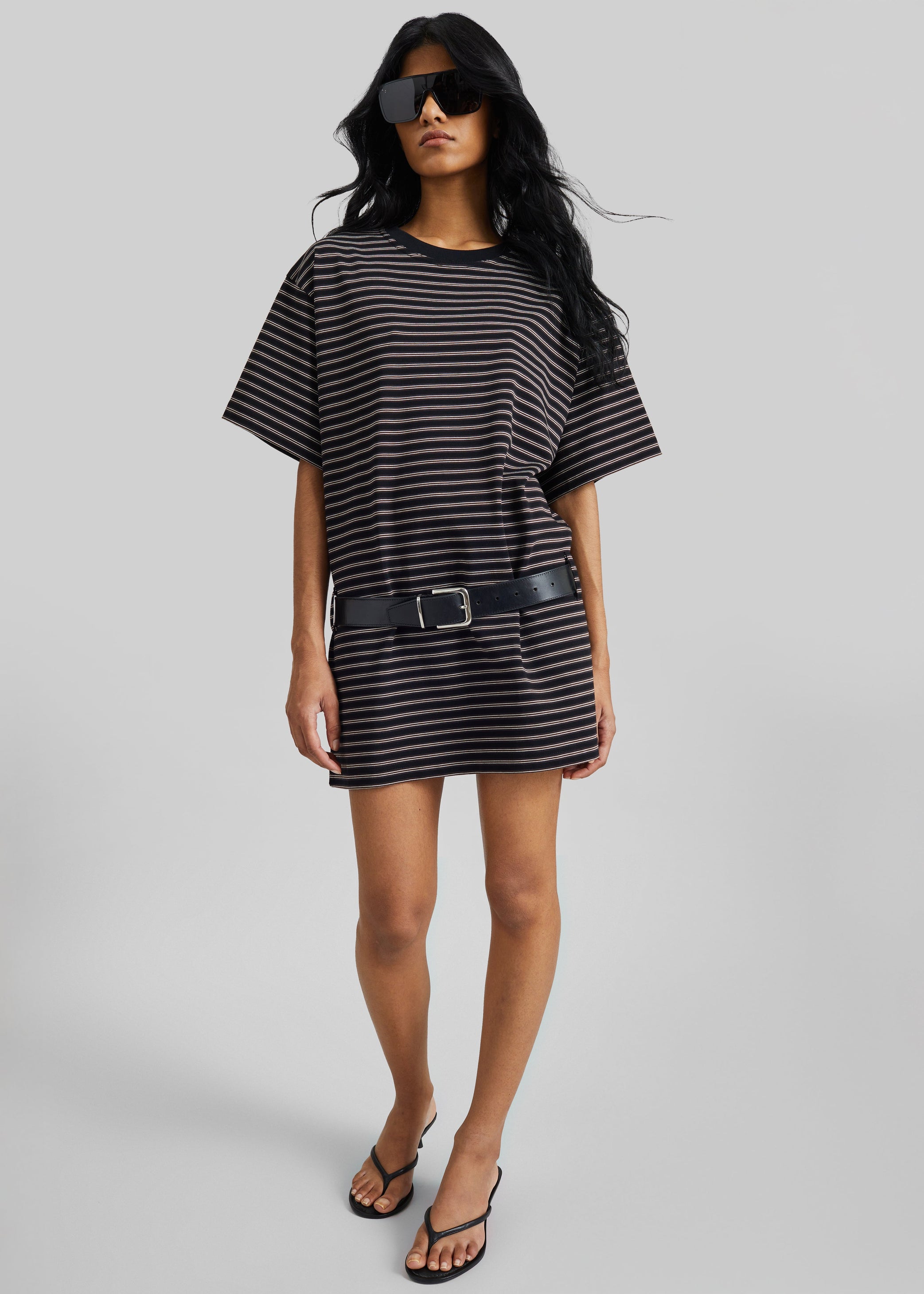 Shop the look image for Hemse T-Shirt Dress - Black Multi Stripe