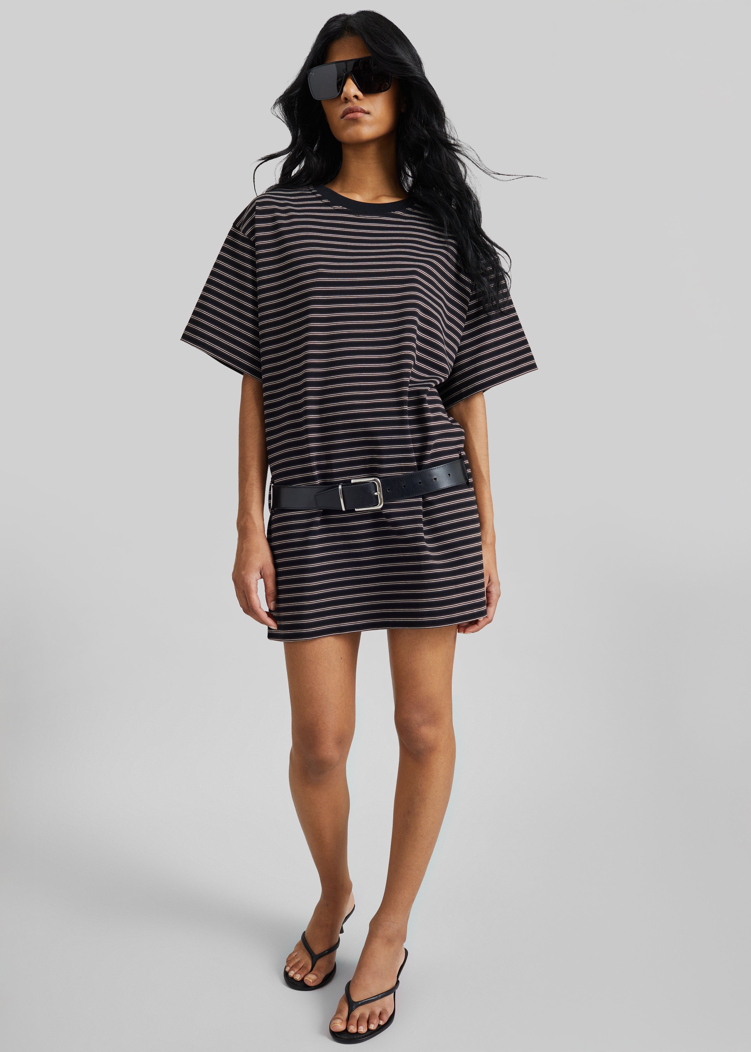 Hemse T-Shirt Dress - Black Multi Stripe - 1